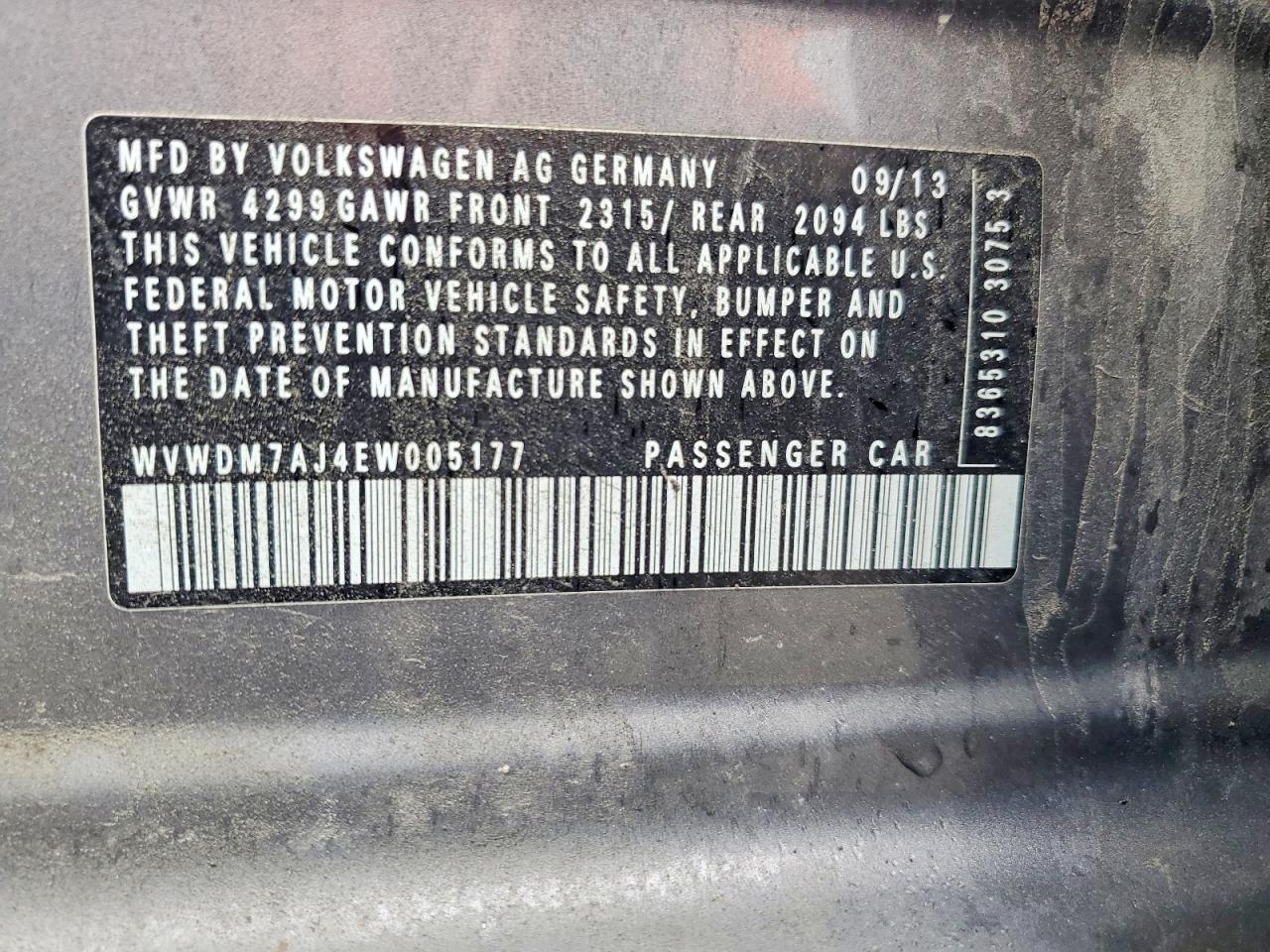 2014 Volkswagen Golf Gray vin: WVWDM7AJ4EW005177