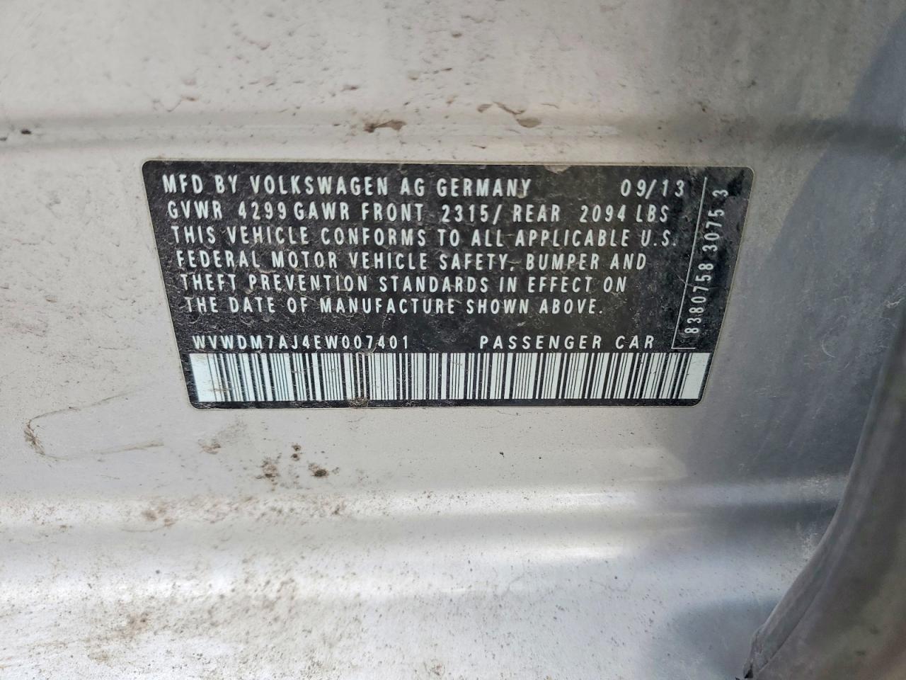 2014 Volkswagen Golf Silver vin: WVWDM7AJ4EW007401