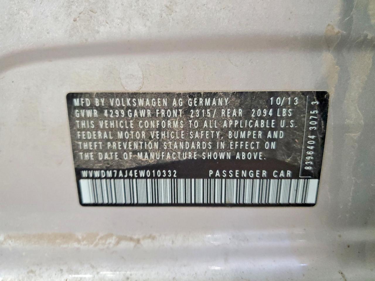2014 Volkswagen Golf Серебряный vin: WVWDM7AJ4EW010332