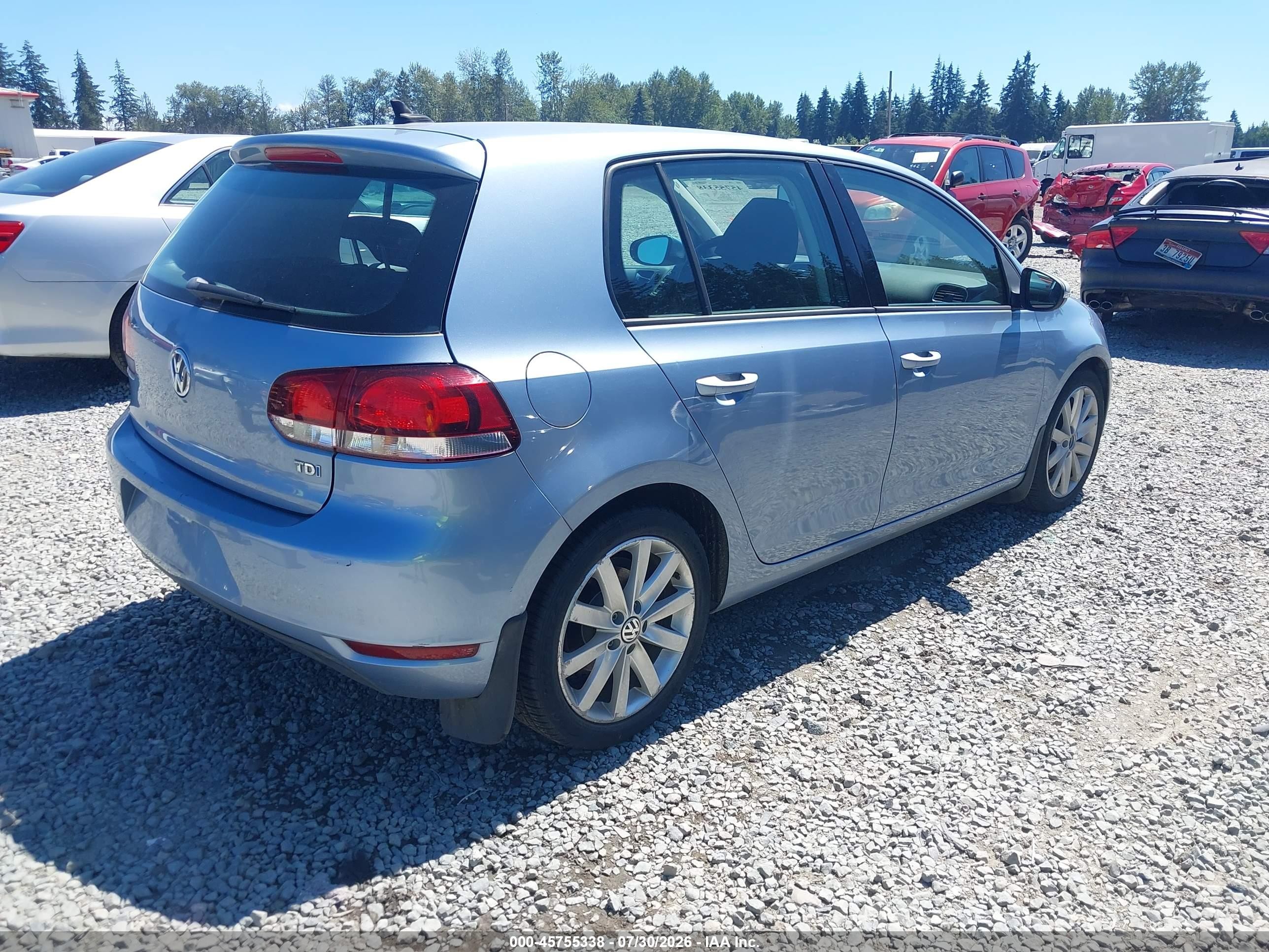 2010 Volkswagen Golf Tdi Light Blue vin: WVWDM7AJ8AW299905