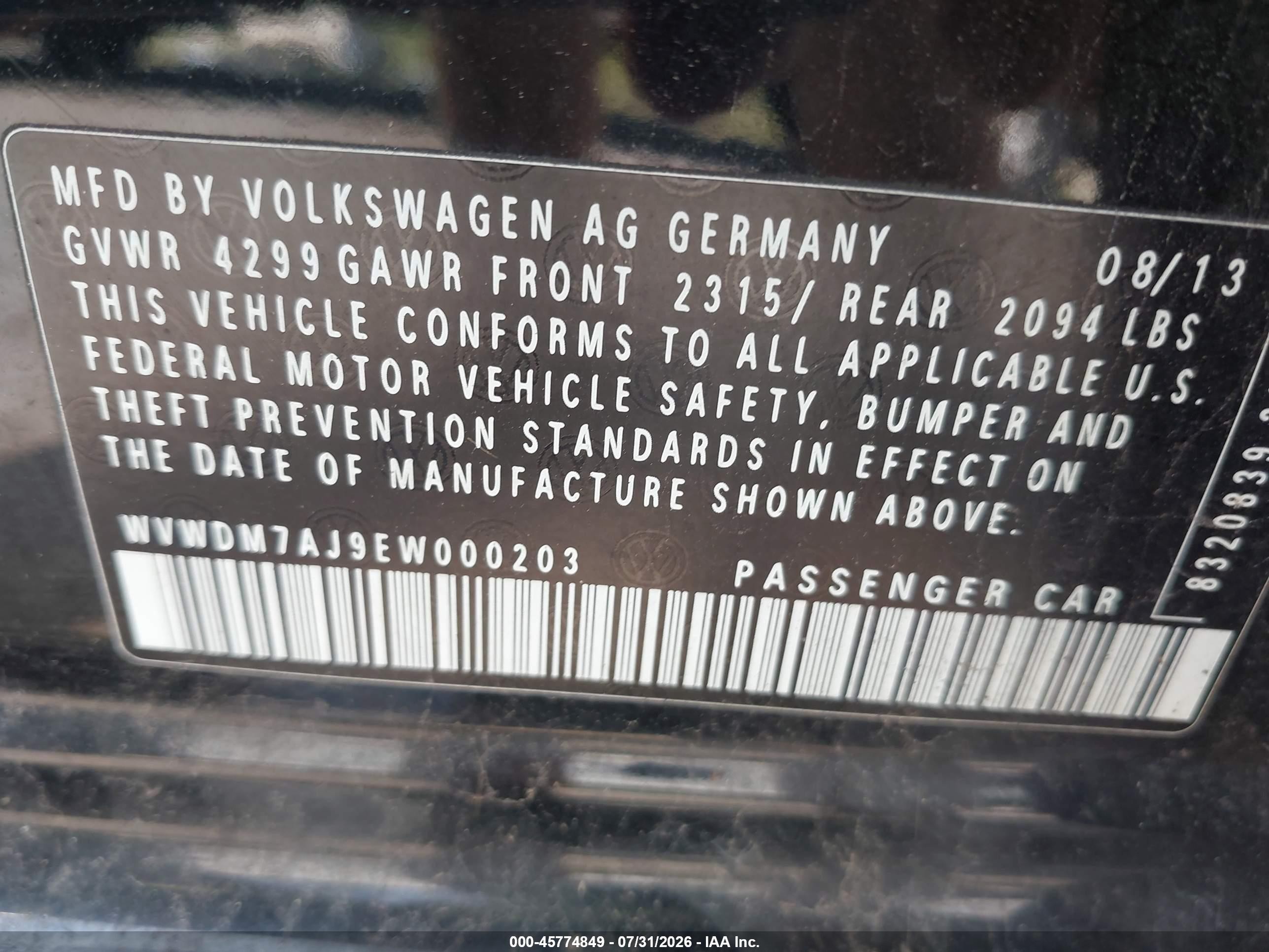 2014 Volkswagen Golf 2.0l Tdi Черный vin: WVWDM7AJ9EW000203