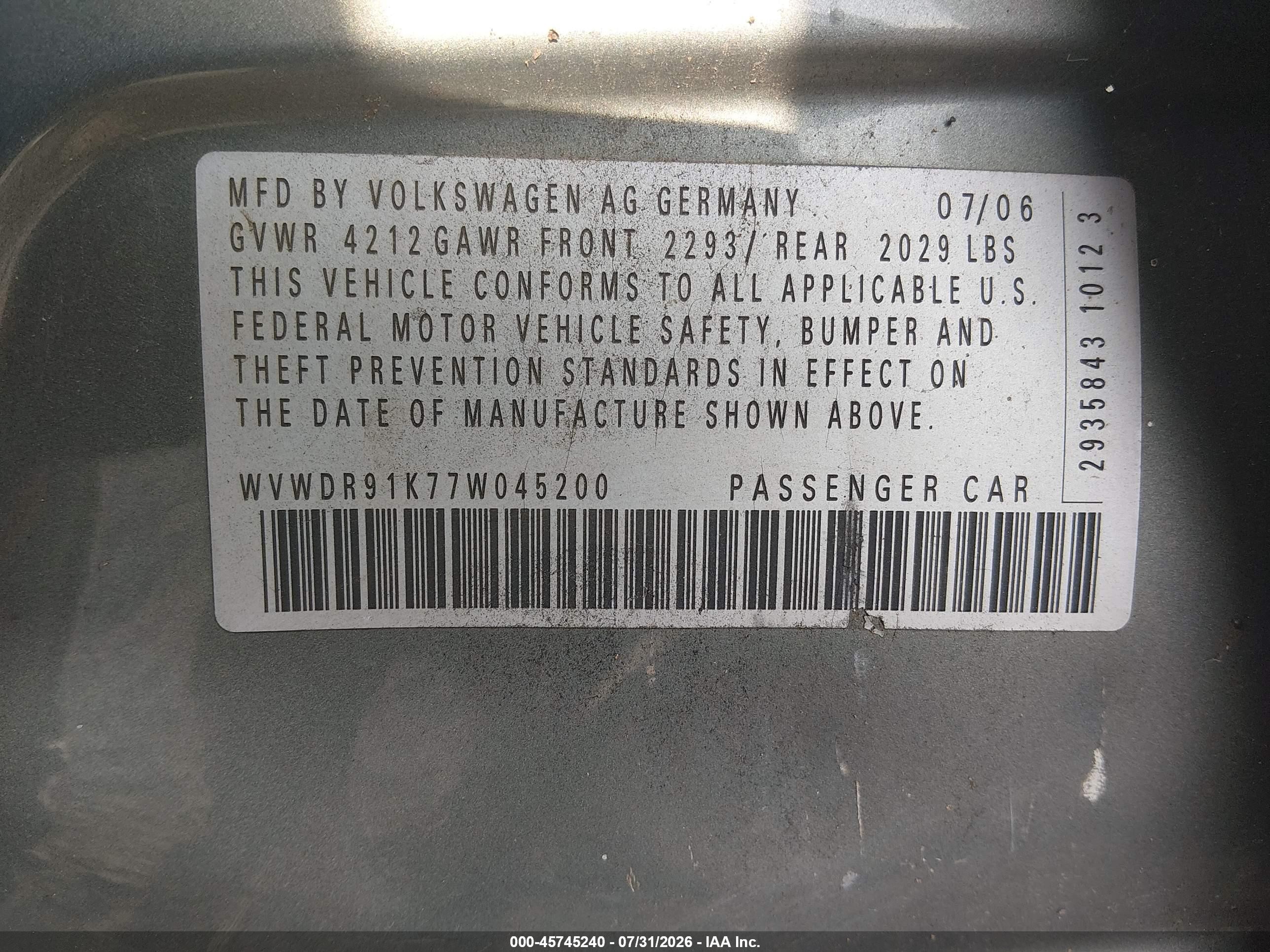 2007 Volkswagen Rabbit 4-door Green vin: WVWDR91K77W045200