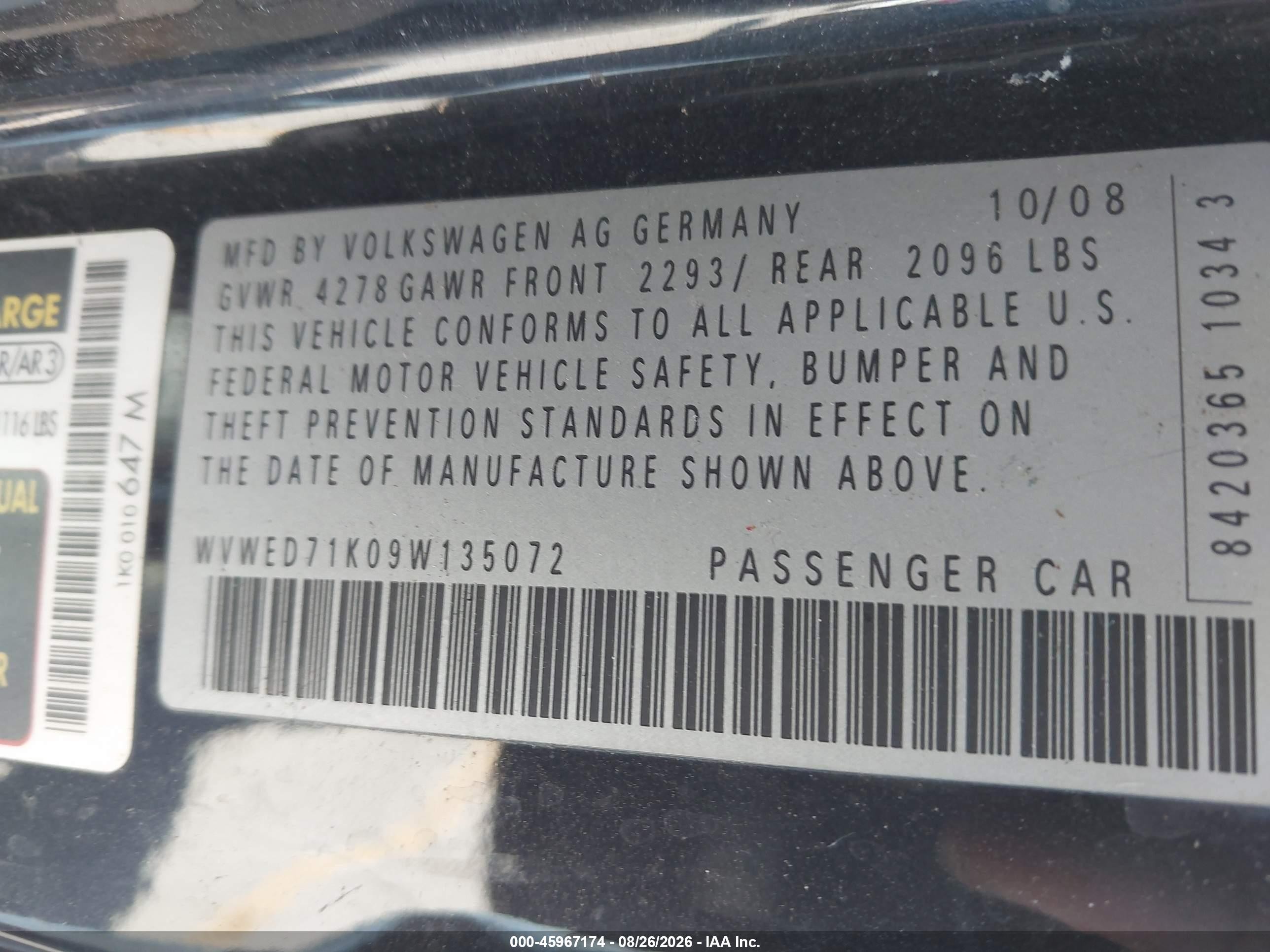 2009 Volkswagen Gti 2-door Black vin: WVWED71K09W135072