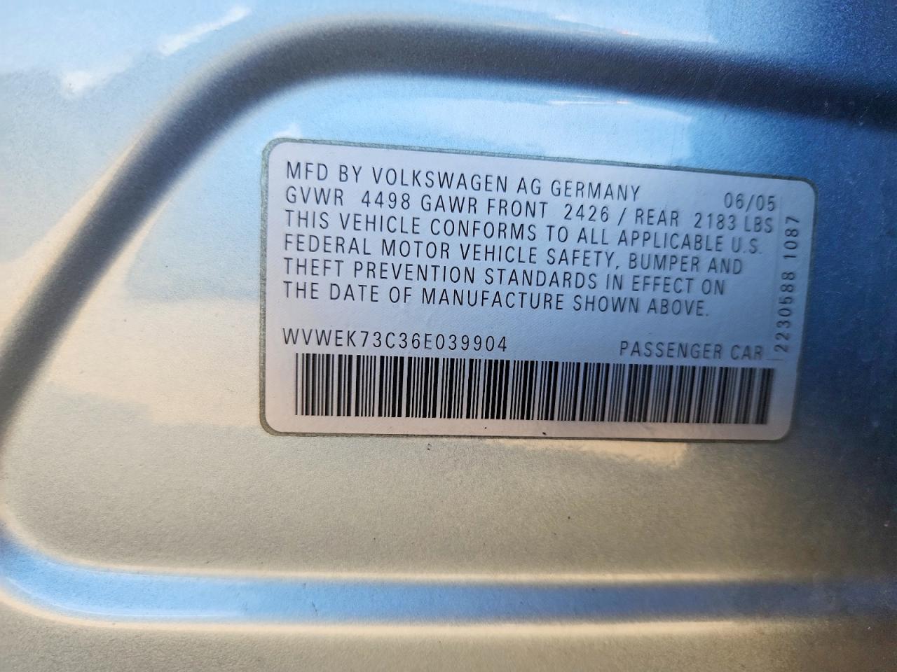 2006 Volkswagen Passat 2.0t Luxury Silver vin: WVWEK73C36E039904