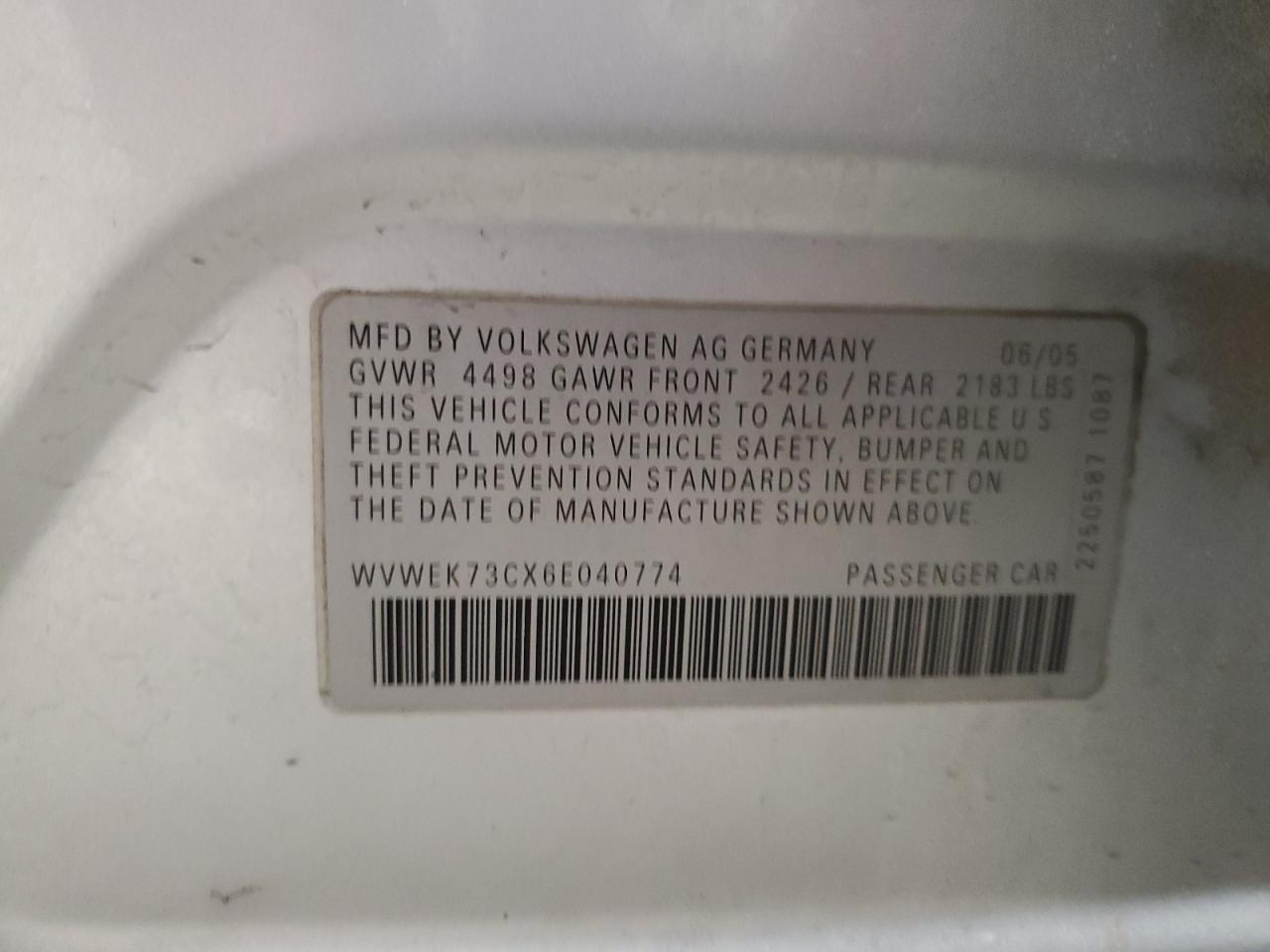 2006 Volkswagen Passat 2.0t Luxury Silver vin: WVWEK73CX6E040774