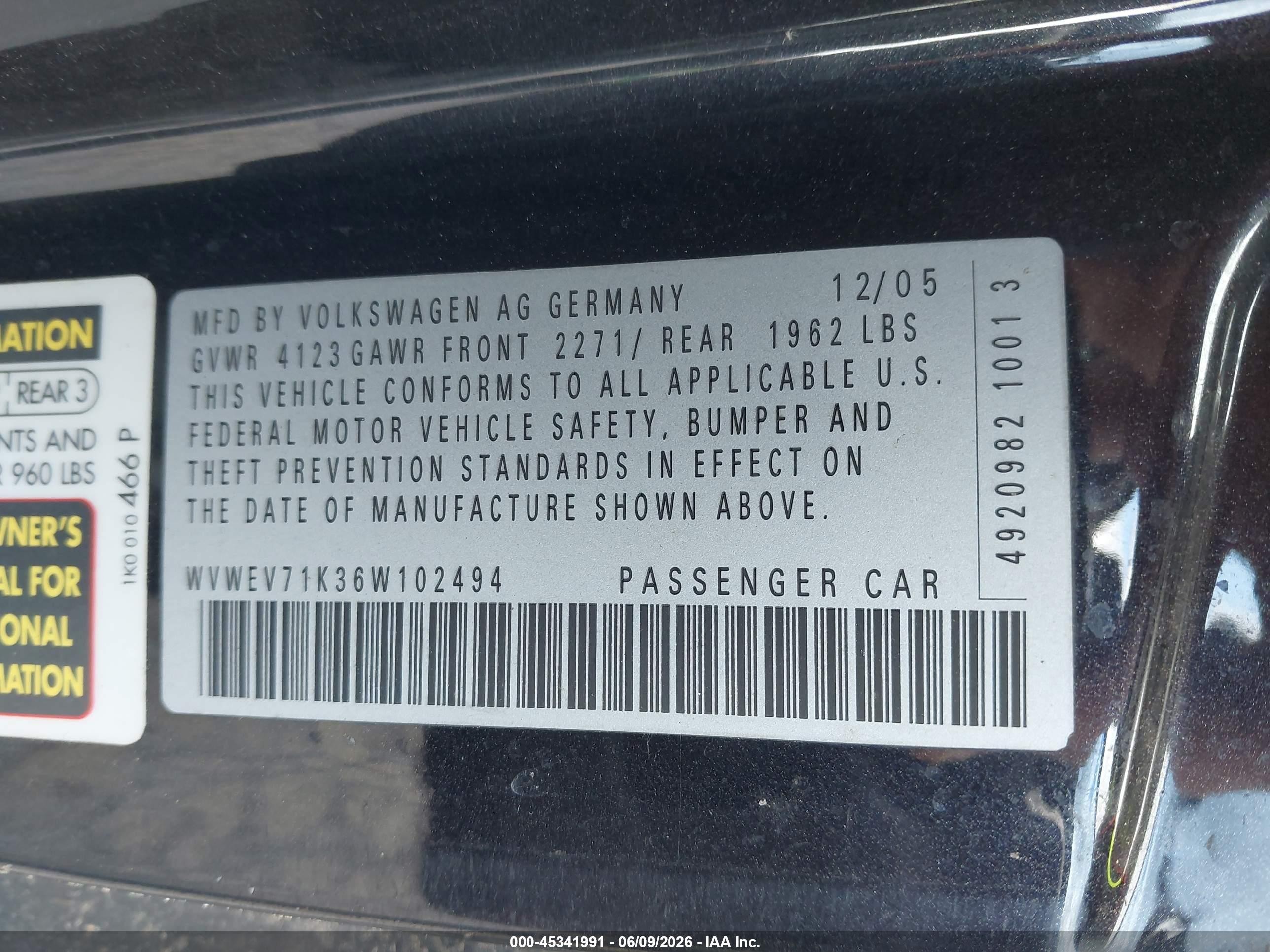 2006 Volkswagen Gti 2-door Black vin: WVWEV71K36W102494