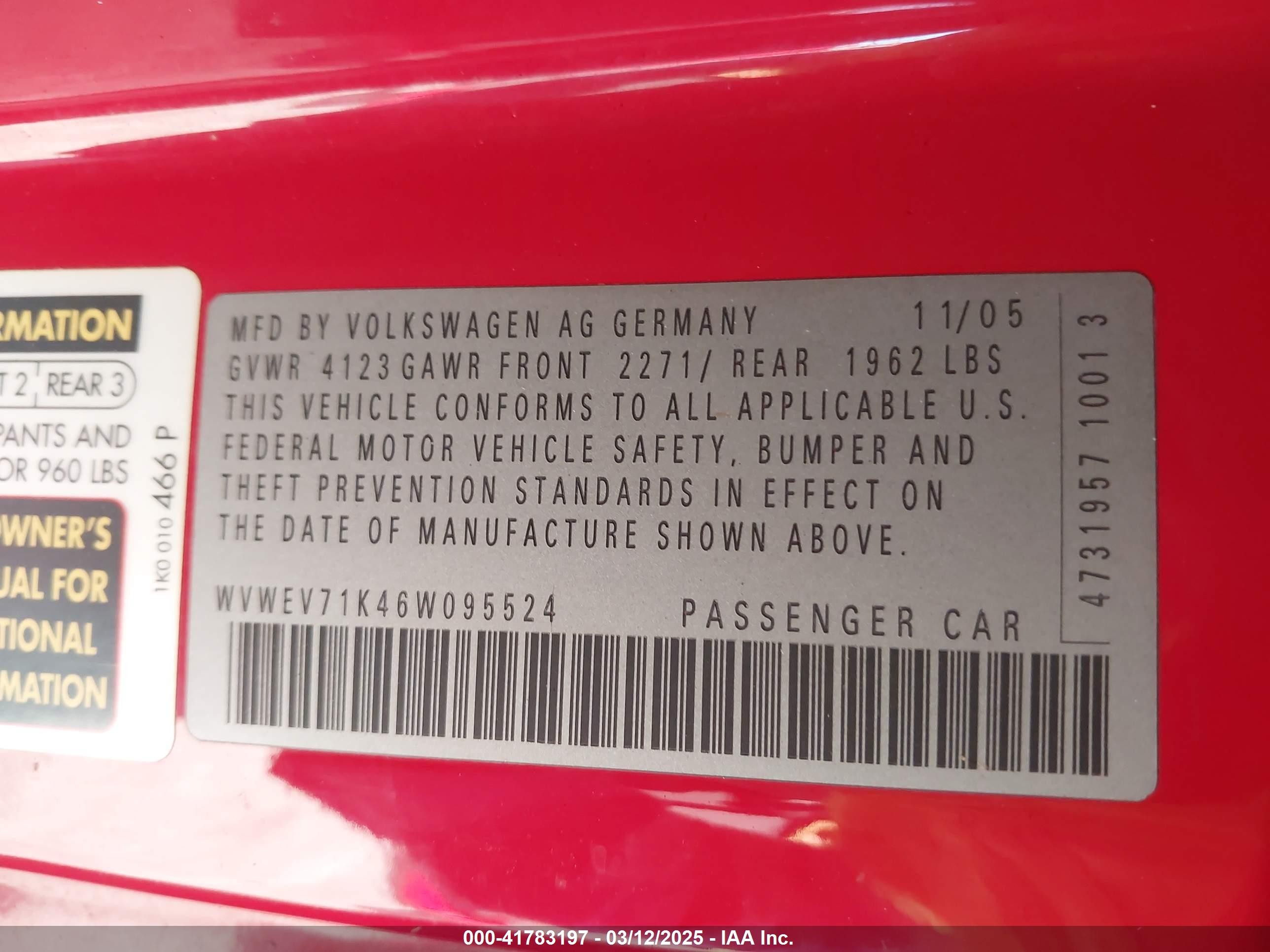 2006 Volkswagen Gti 2-door Red vin: WVWEV71K46W095524