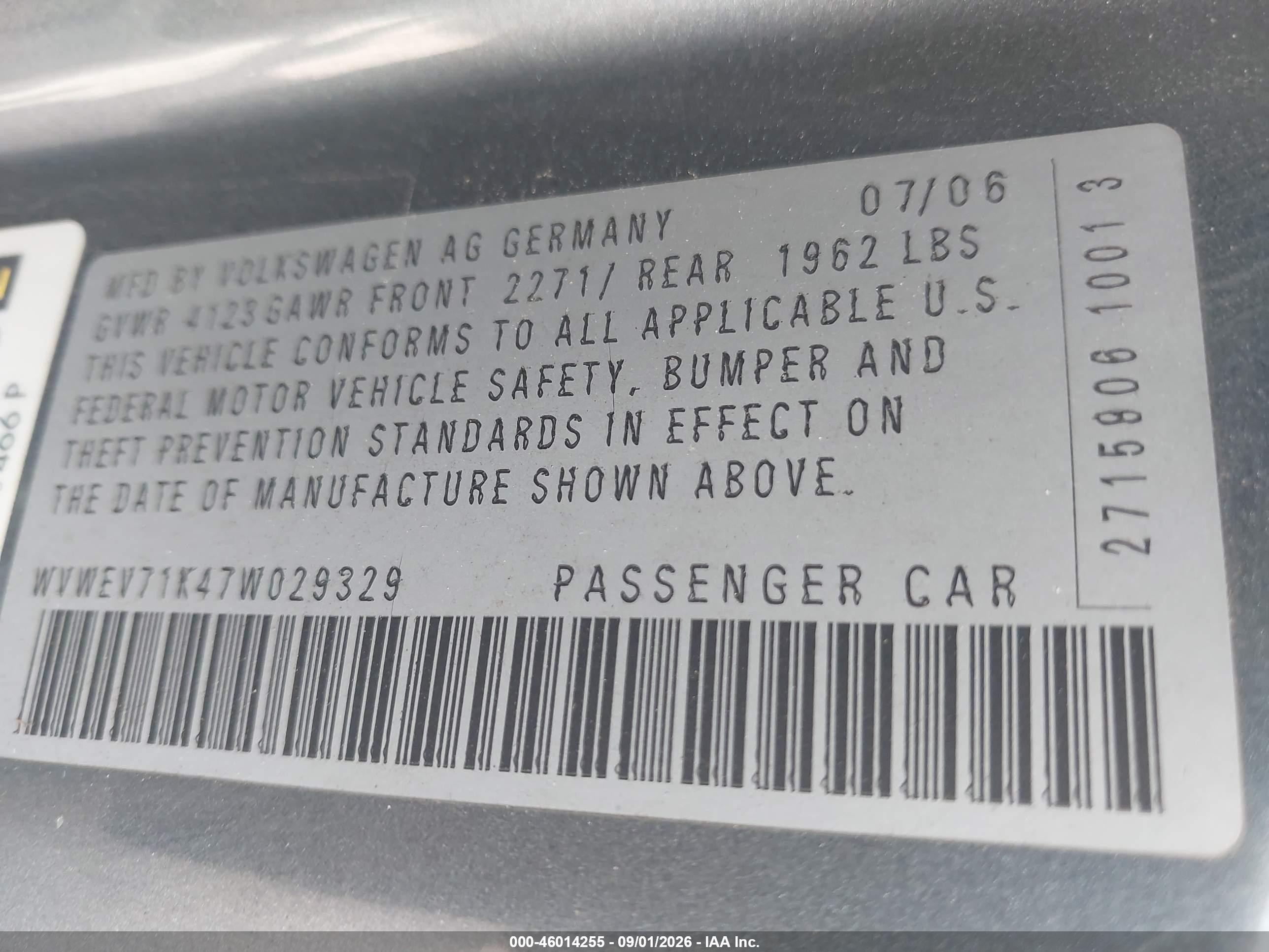 2007 Volkswagen Gti 2-door Gray vin: WVWEV71K47W029329