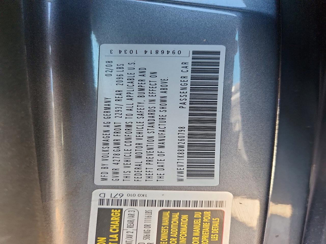 2008 Volkswagen Gti Gray vin: WVWEV71K88W260798