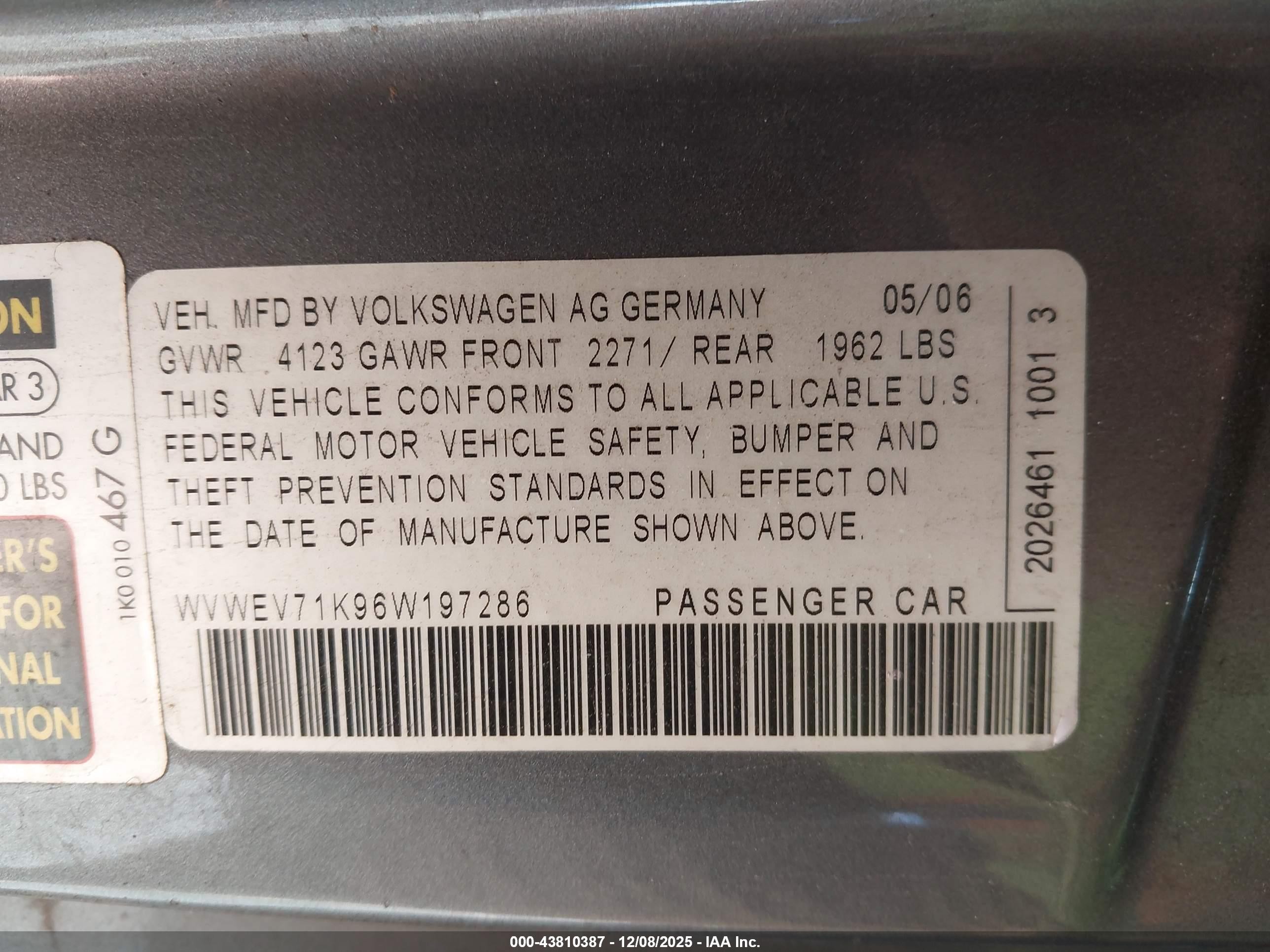 2006 Volkswagen Gti 2-door Серый vin: WVWEV71K96W197286