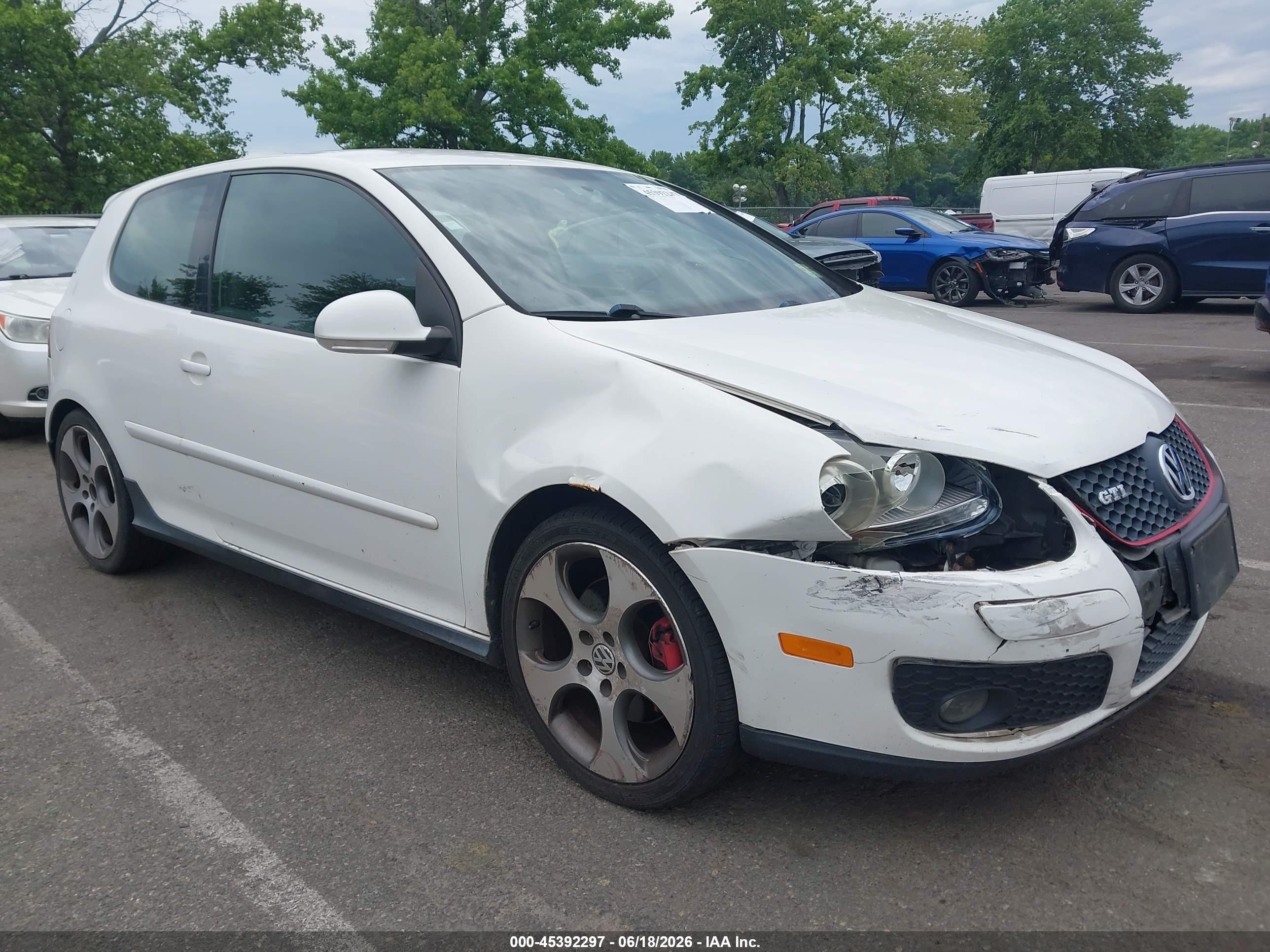 2008 Volkswagen Gti 2-door White vin: WVWEV71K98W090581