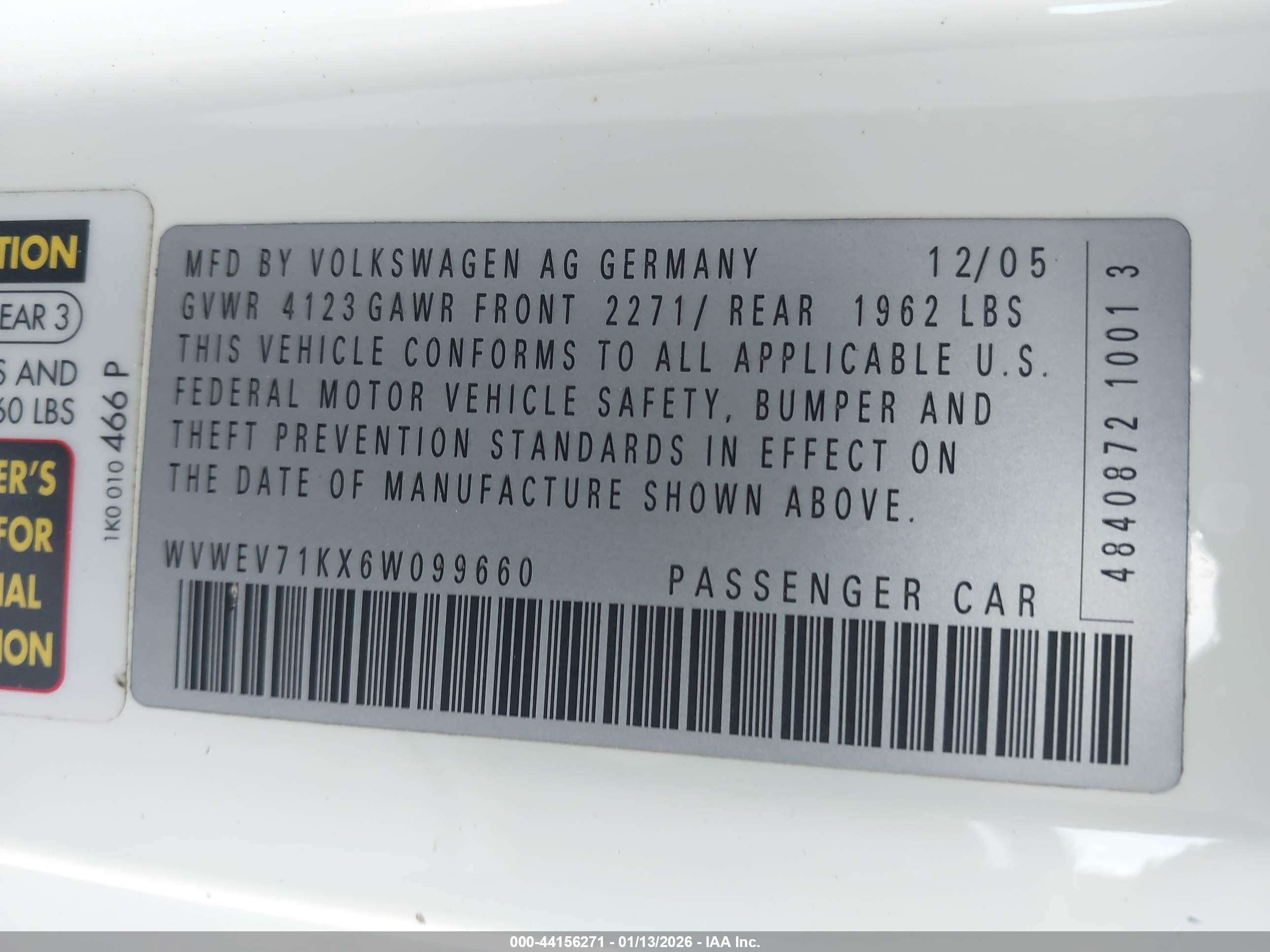 2006 Volkswagen Gti 2-door White vin: WVWEV71KX6W099660