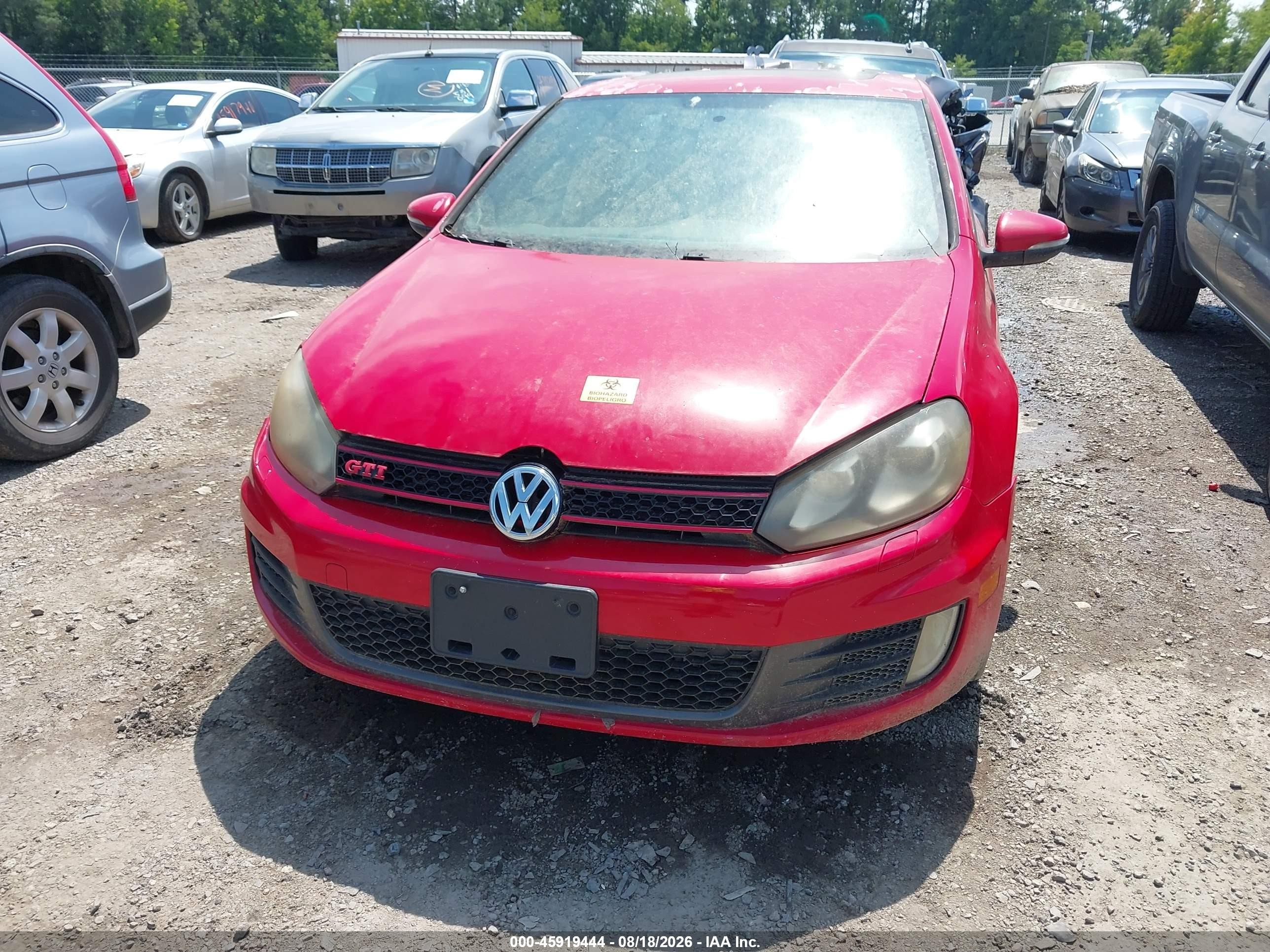 2011 Volkswagen Gti 2-door Autobahn Red vin: WVWEV7AJ0BW290778