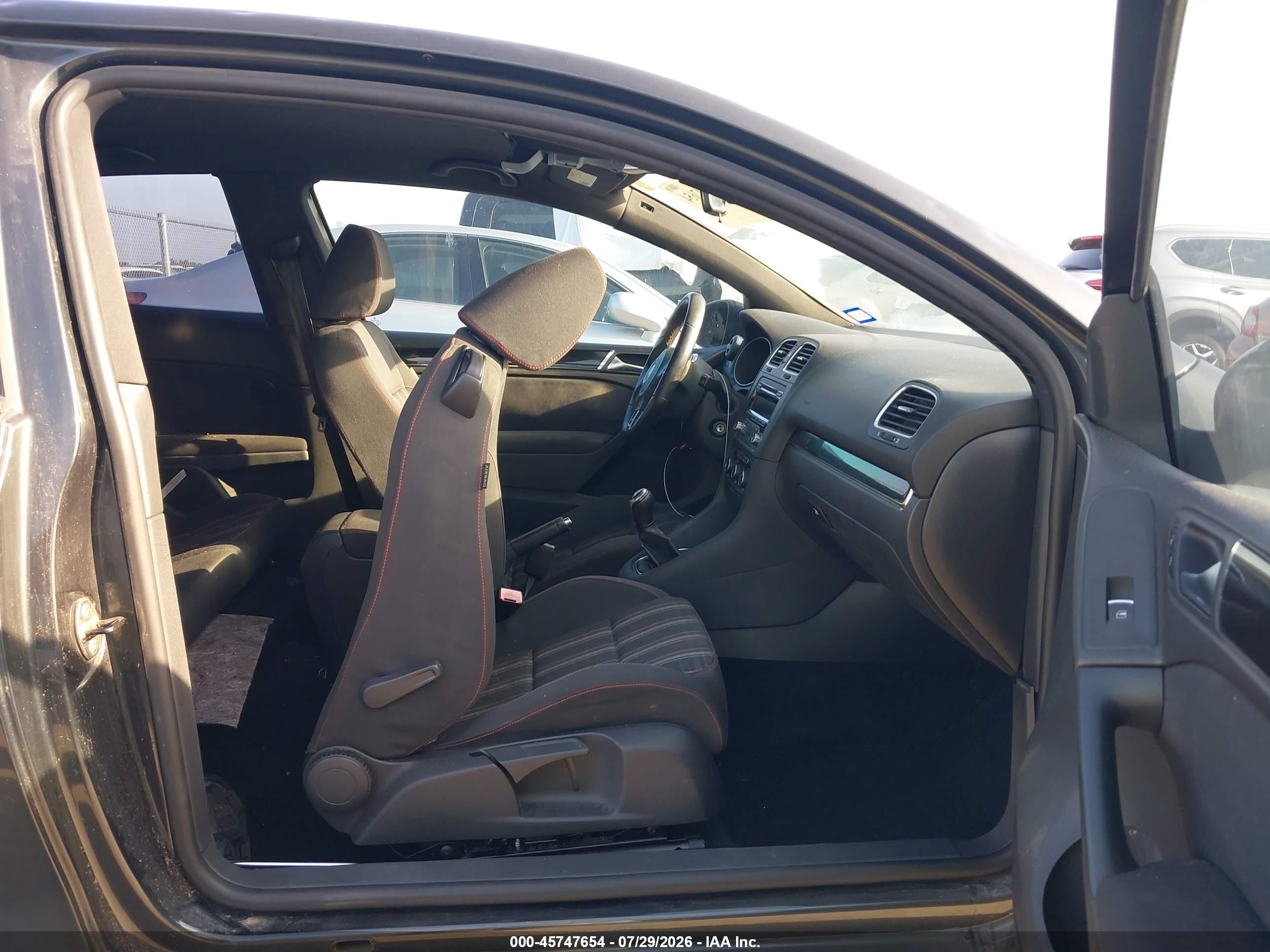 2012 Volkswagen Gti 2-door Black vin: WVWEV7AJ0CW023285