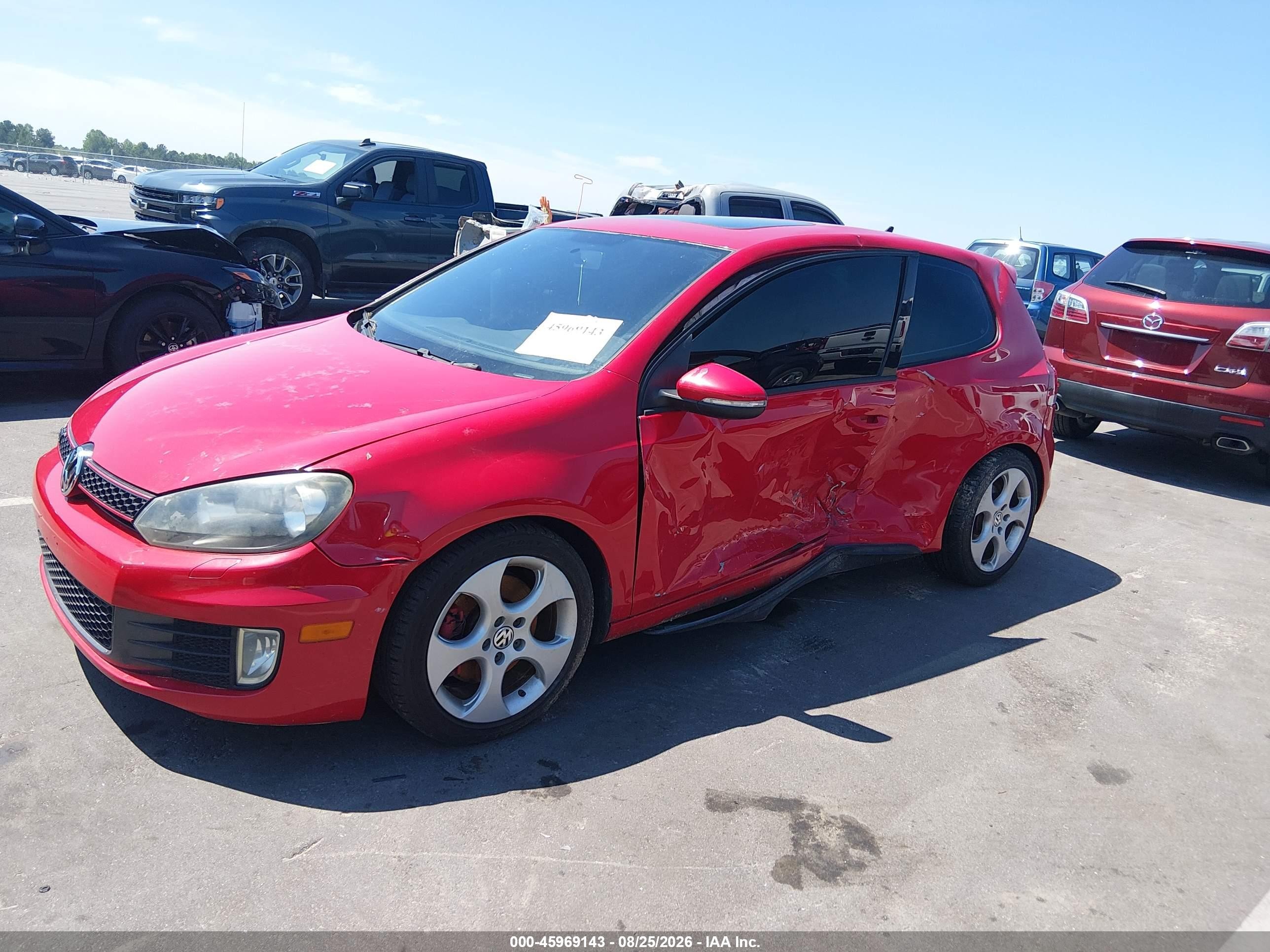 2010 Volkswagen Gti 2-door Red vin: WVWEV7AJ7AW182611