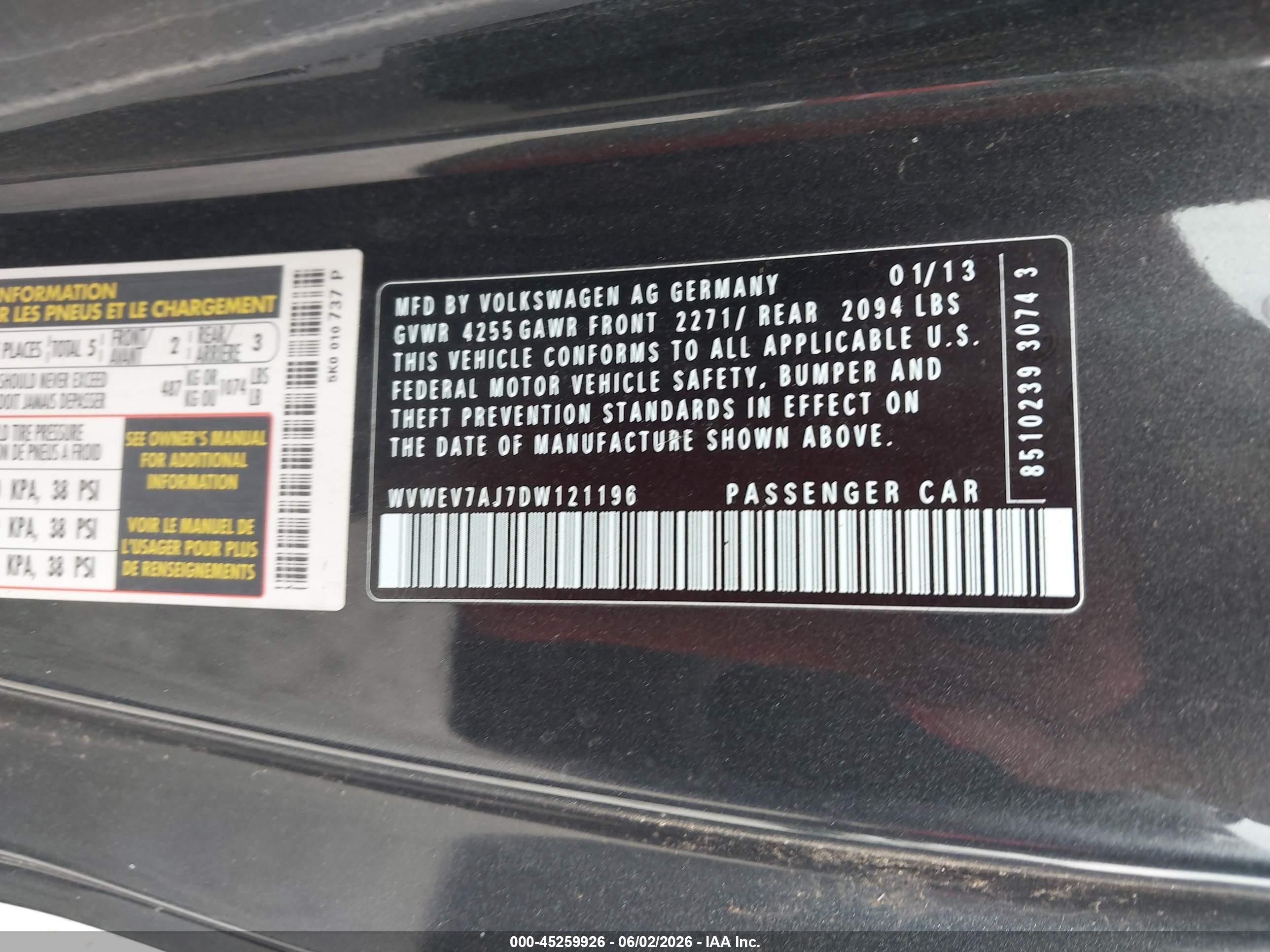 2013 Volkswagen Gti 2-door Navy vin: WVWEV7AJ7DW121196