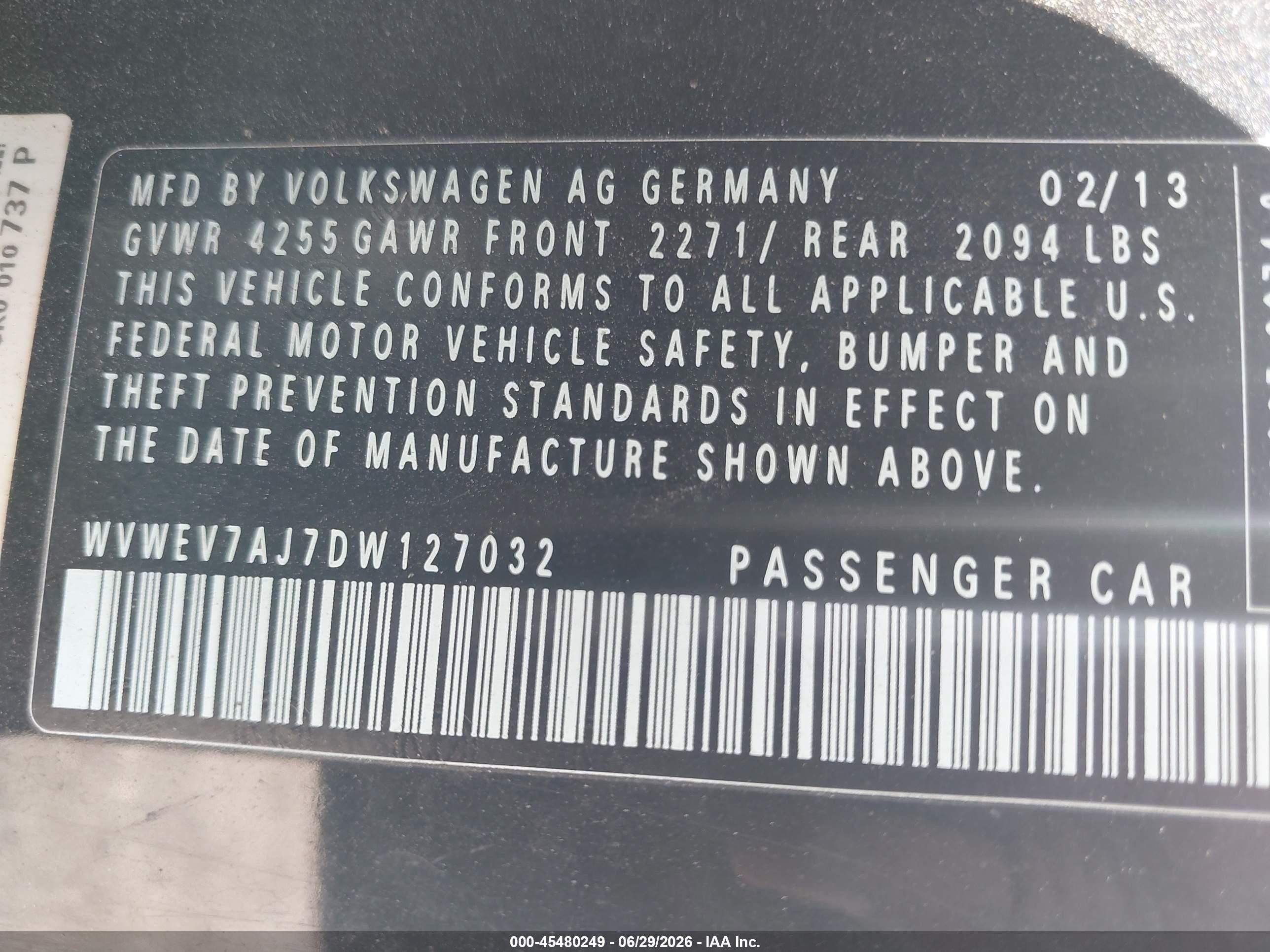 2013 Volkswagen Gti 2-door Black vin: WVWEV7AJ7DW127032