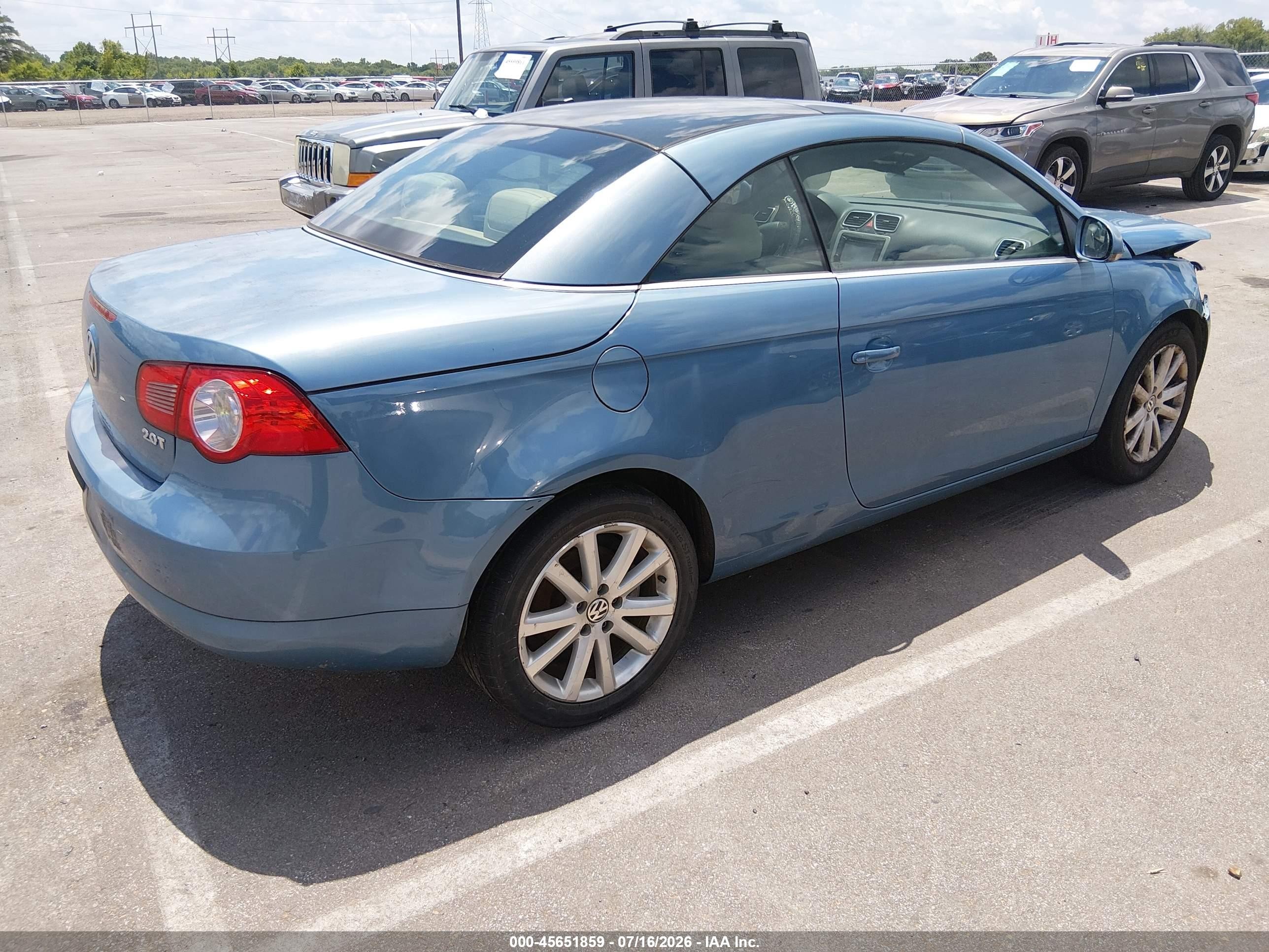 2007 Volkswagen Eos 2.0t Blue vin: WVWFA71F07V039641