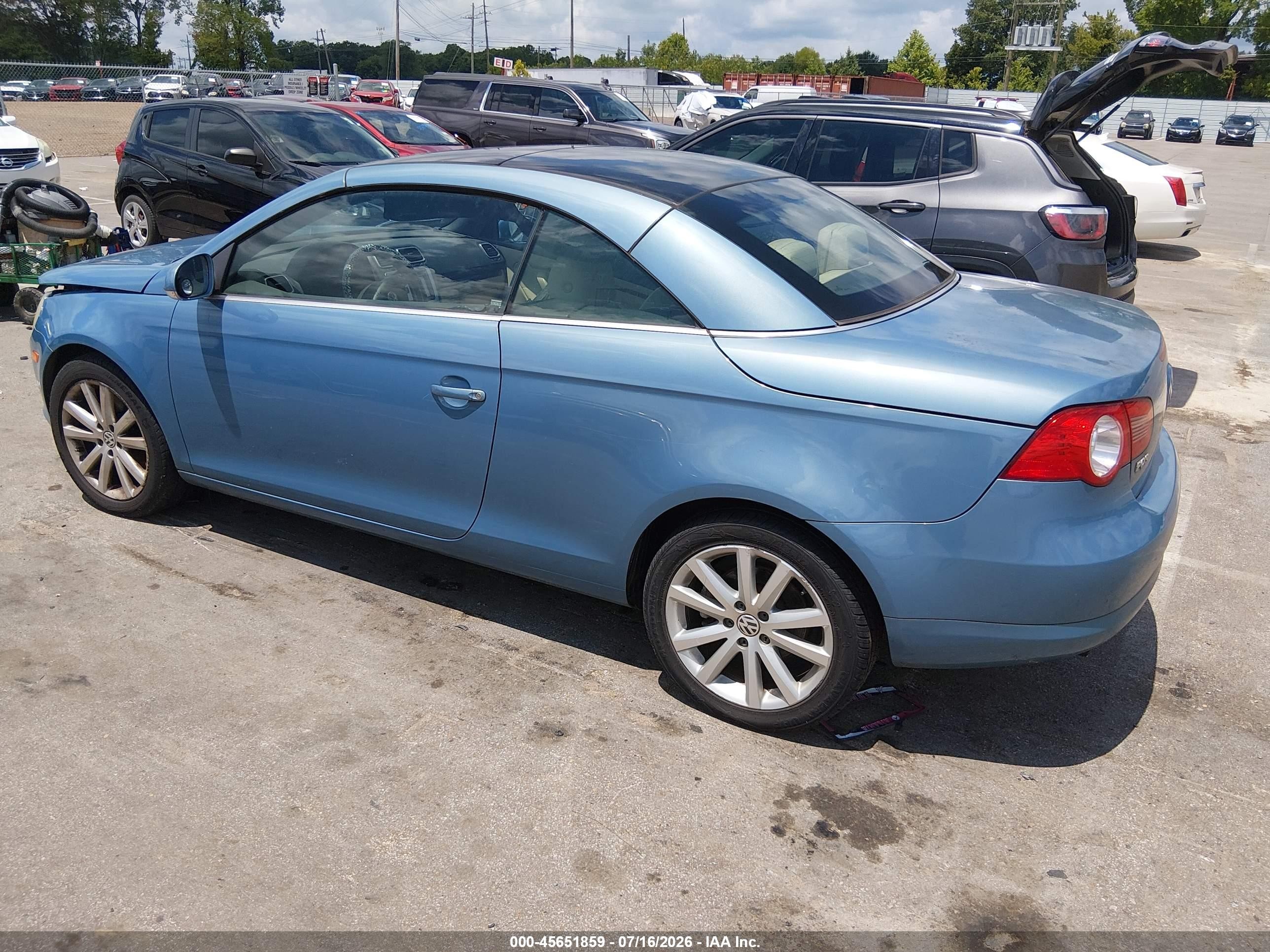 2007 Volkswagen Eos 2.0t Blue vin: WVWFA71F07V039641