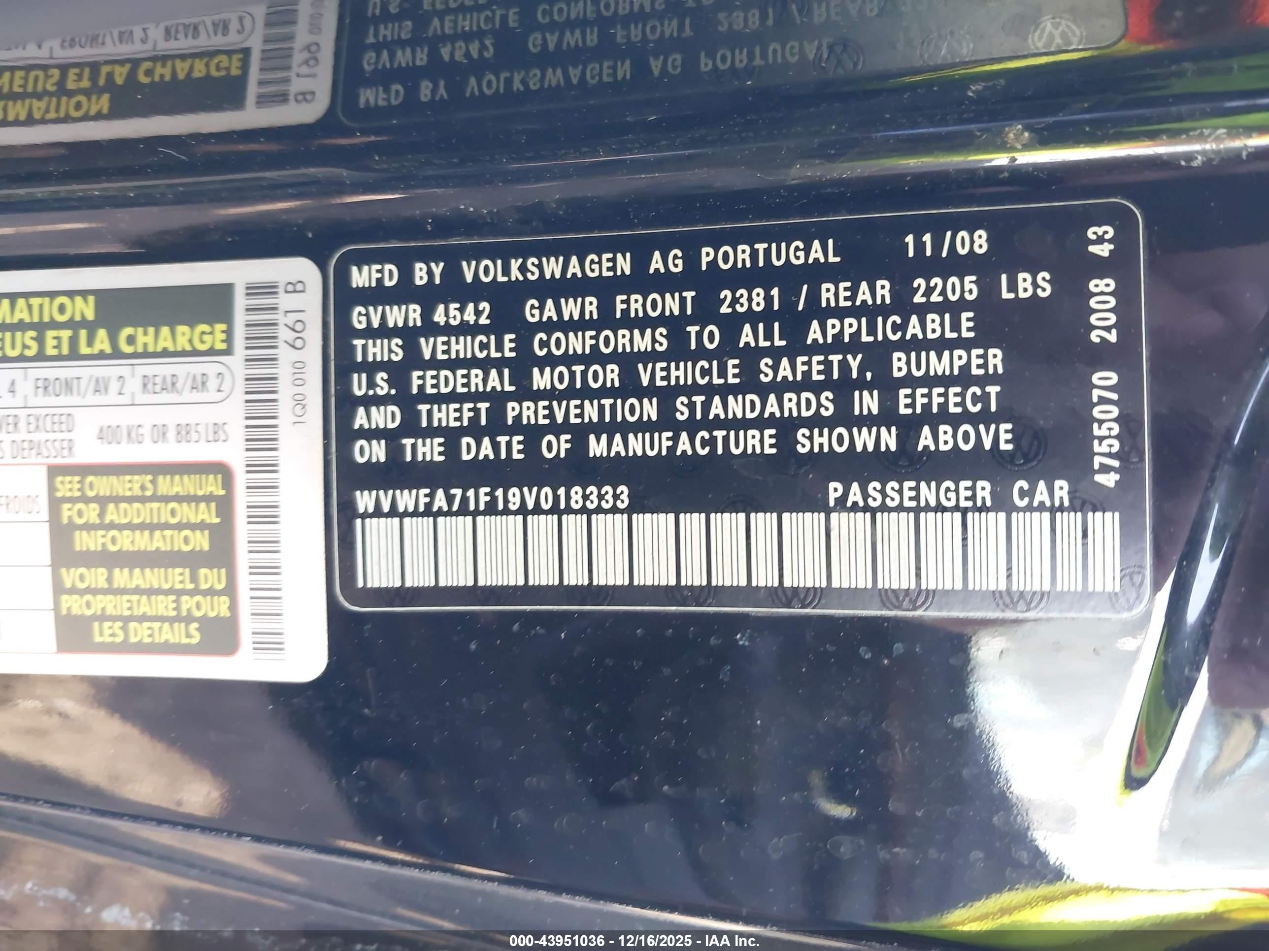 2009 Volkswagen Eos Lux Черный vin: WVWFA71F19V018333
