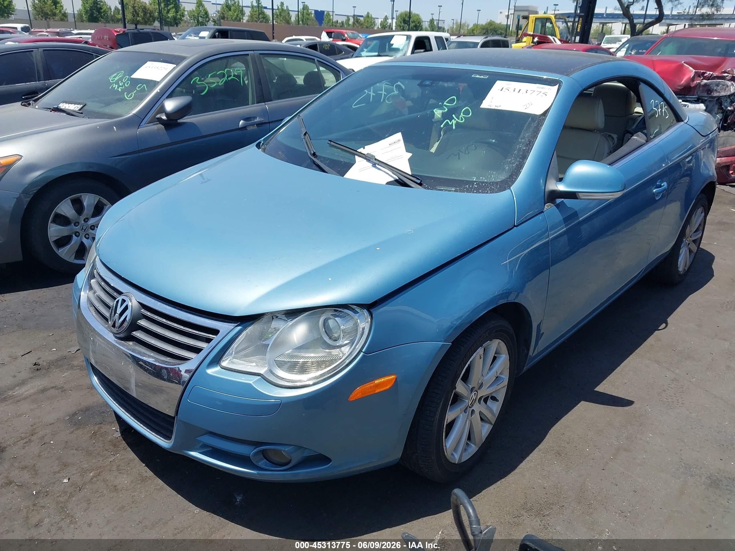 2007 Volkswagen Eos 2.0t Light Blue vin: WVWFA71F57V018297