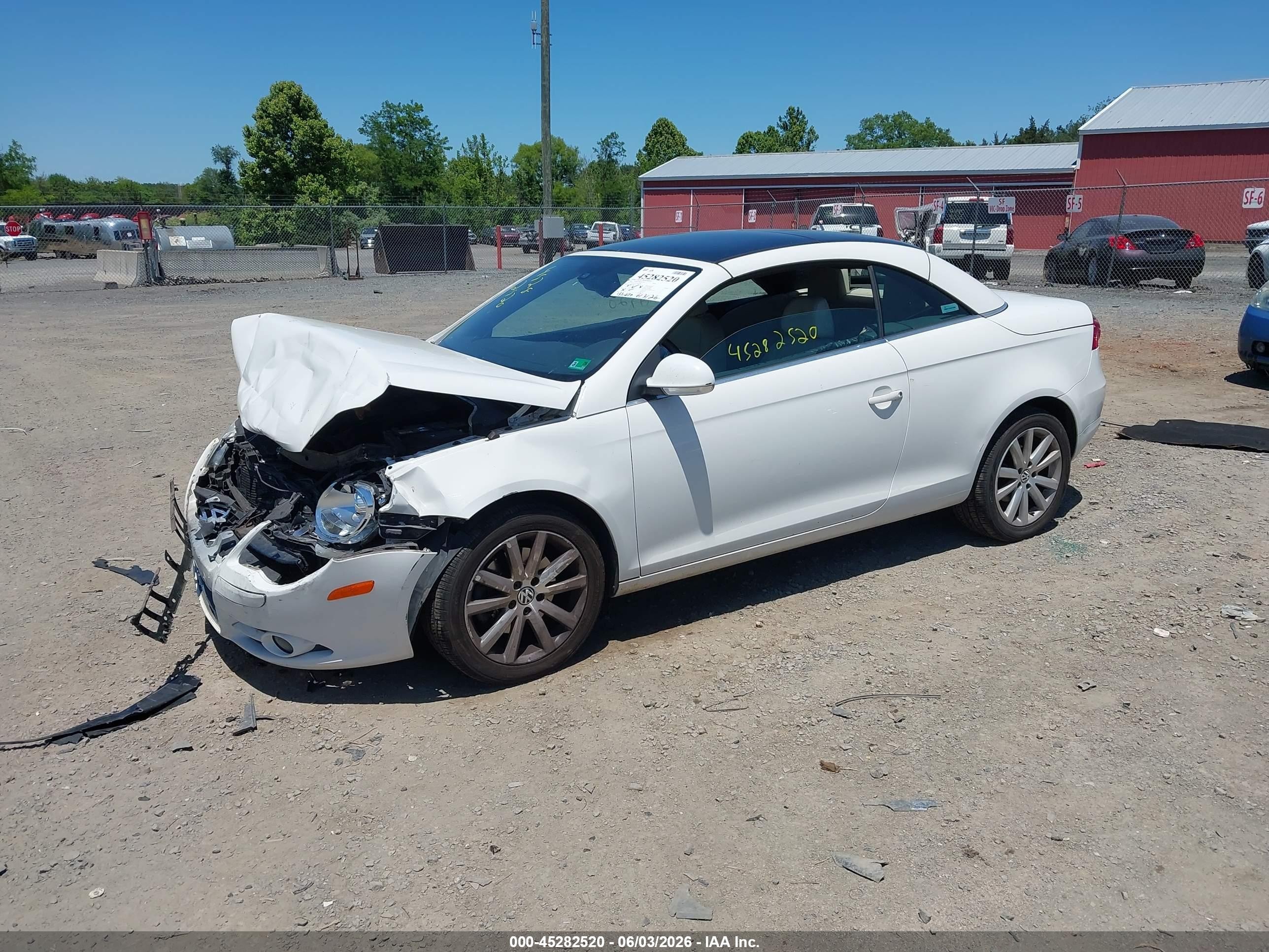 2007 Volkswagen Eos 2.0t White vin: WVWFA71F77V051950