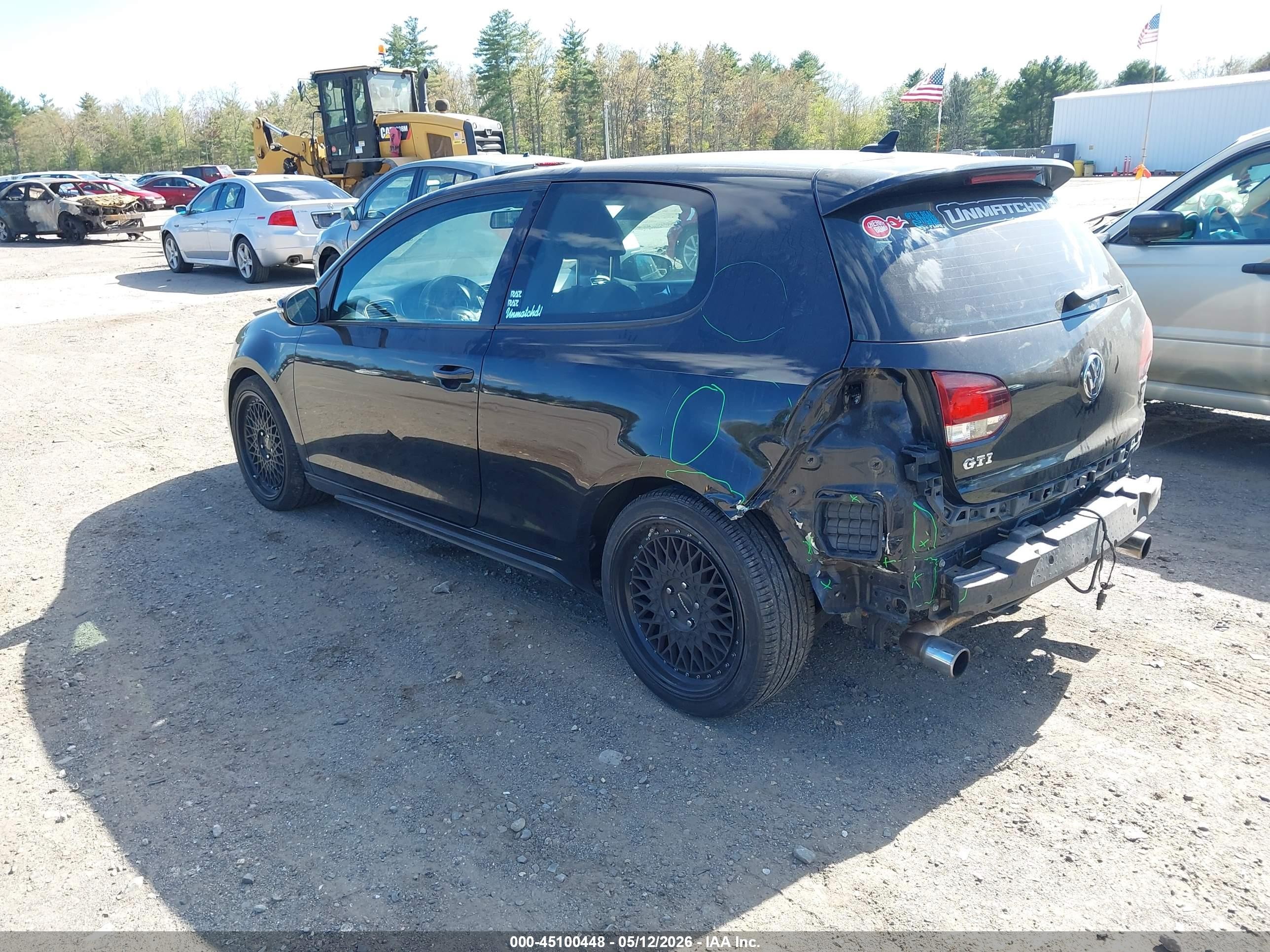 2012 Volkswagen Gti 2-door Black vin: WVWFD7AJ1CW099010