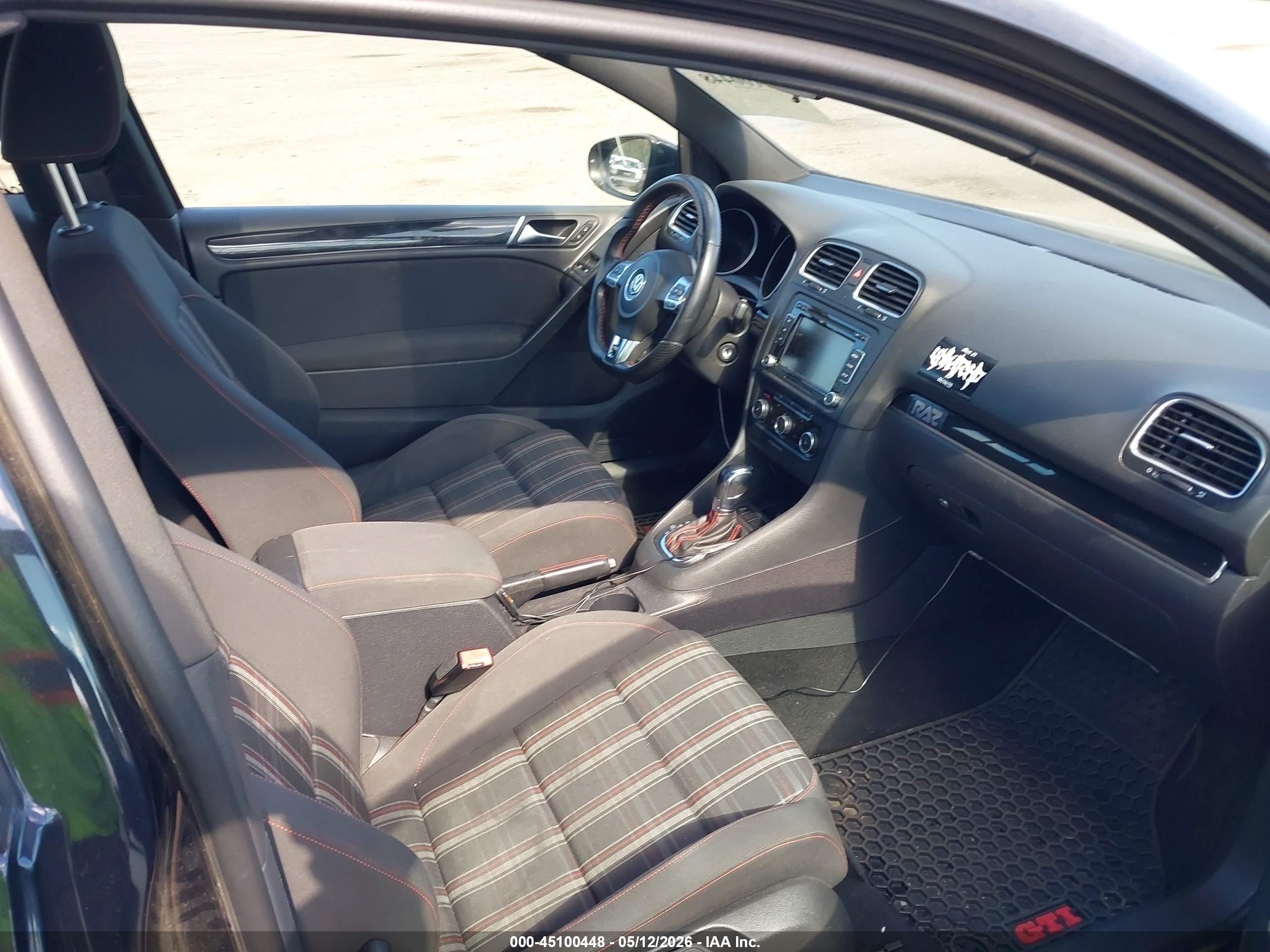 2012 Volkswagen Gti 2-door Black vin: WVWFD7AJ1CW099010