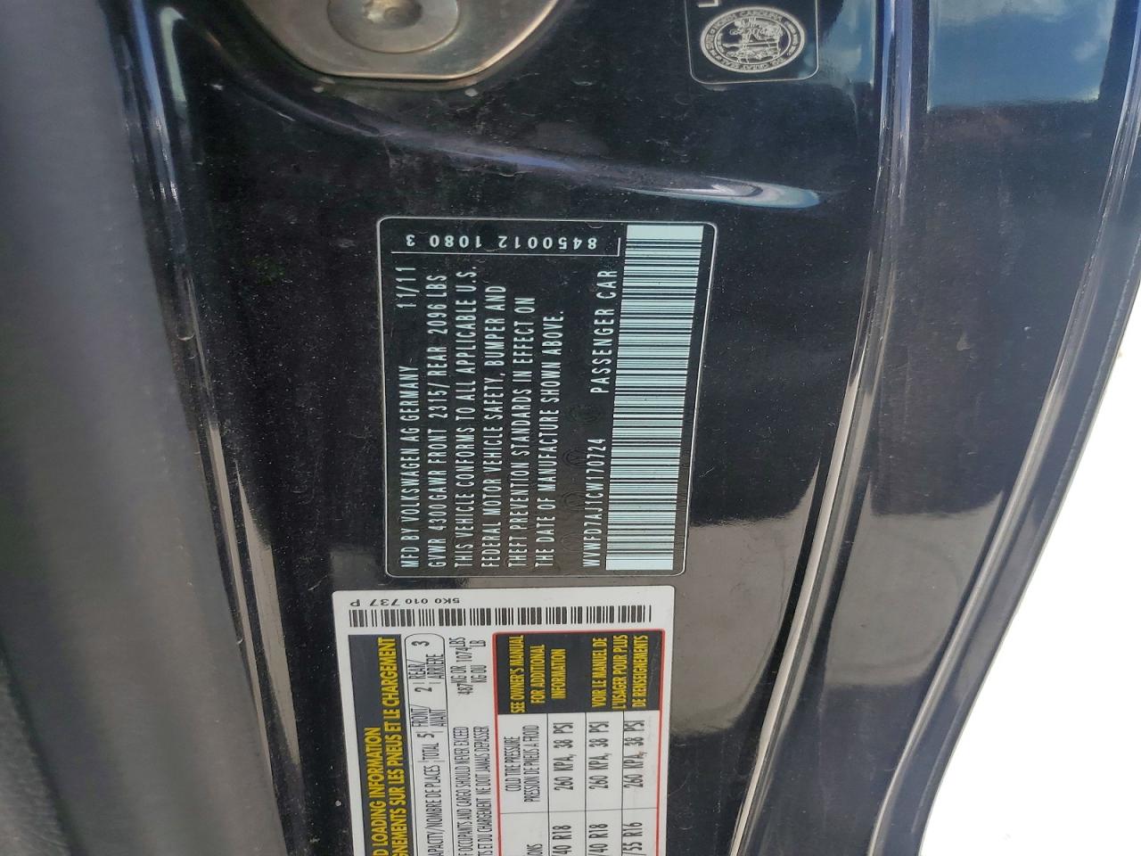 2012 Volkswagen Gti Black vin: WVWFD7AJ1CW170724