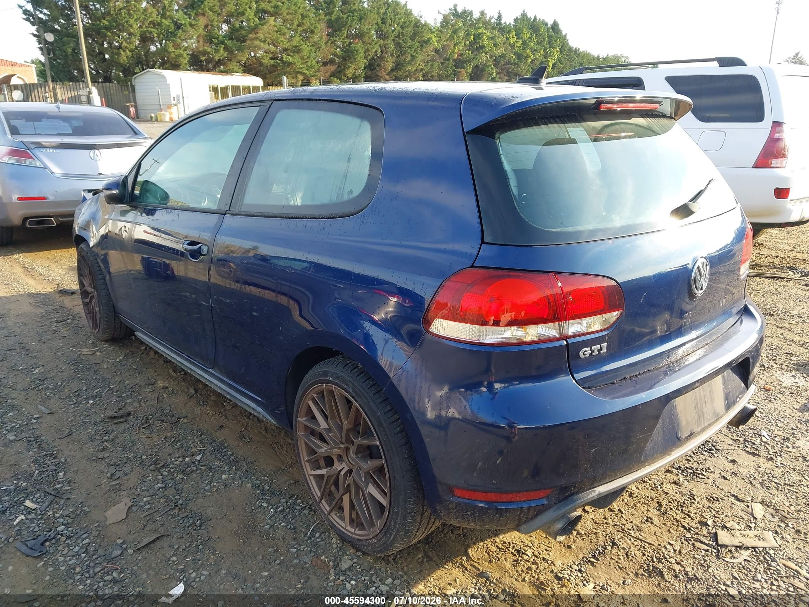 2012 Volkswagen Gti 2-door Blue vin: WVWFD7AJ4CW210844