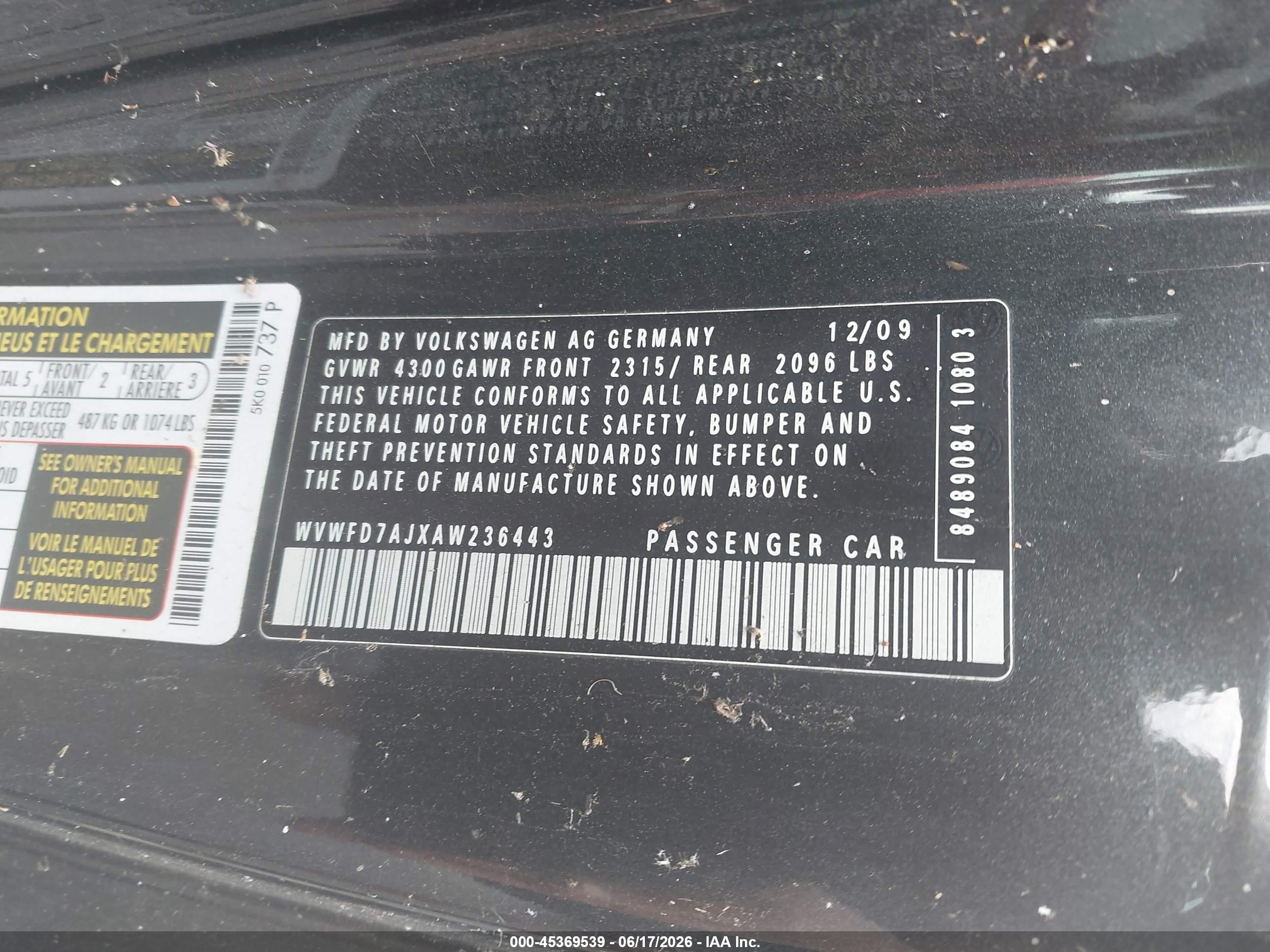 2010 Volkswagen Gti 2-door Gray vin: WVWFD7AJXAW236443