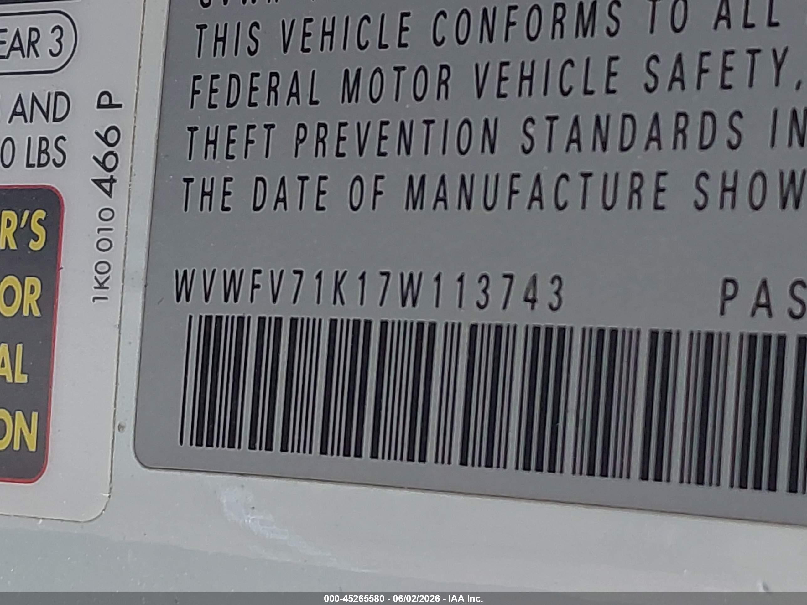 2007 Volkswagen Gti 2-door White vin: WVWFV71K17W113743