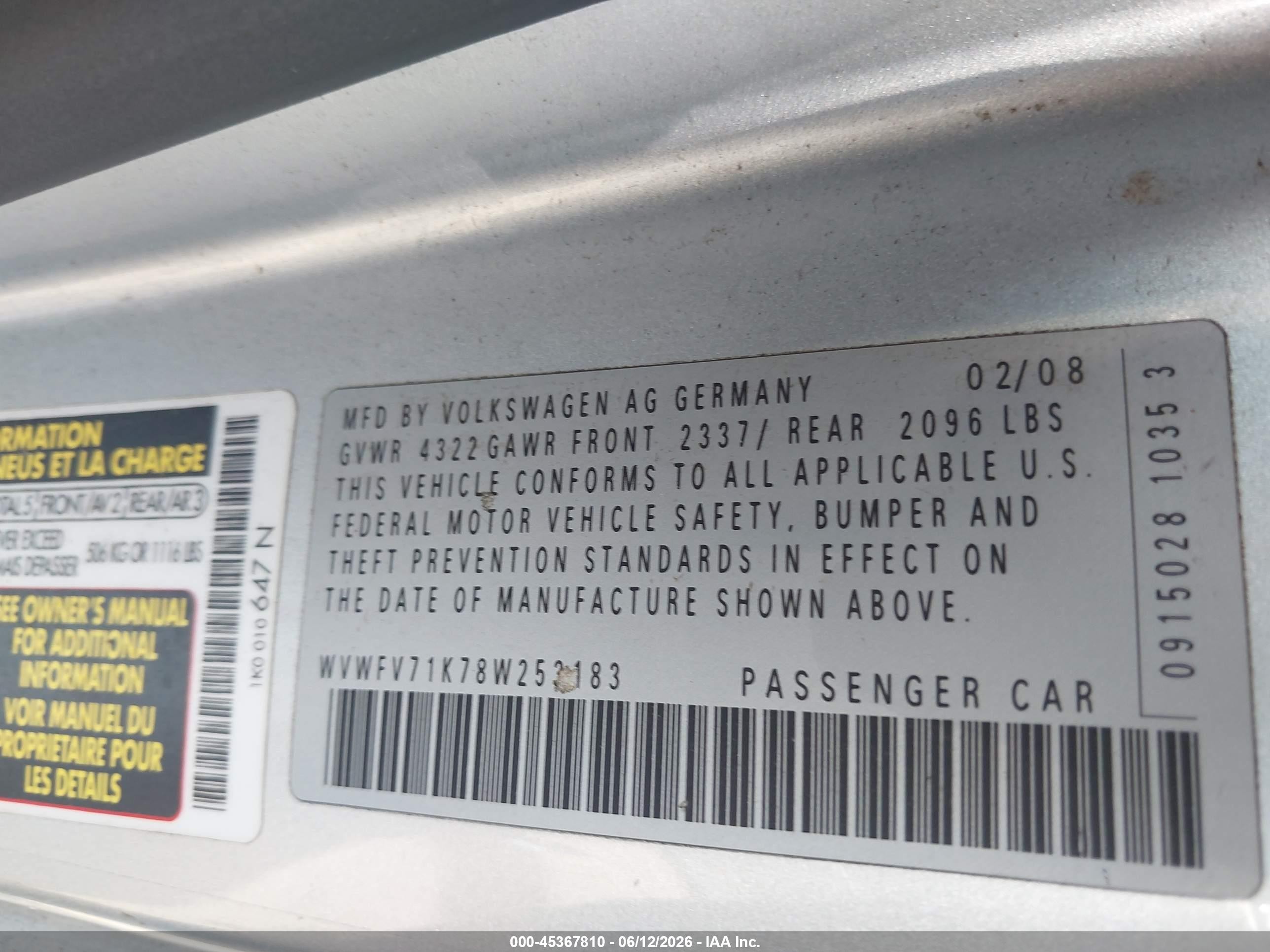 2008 Volkswagen Gti 2-door Silver vin: WVWFV71K78W253183