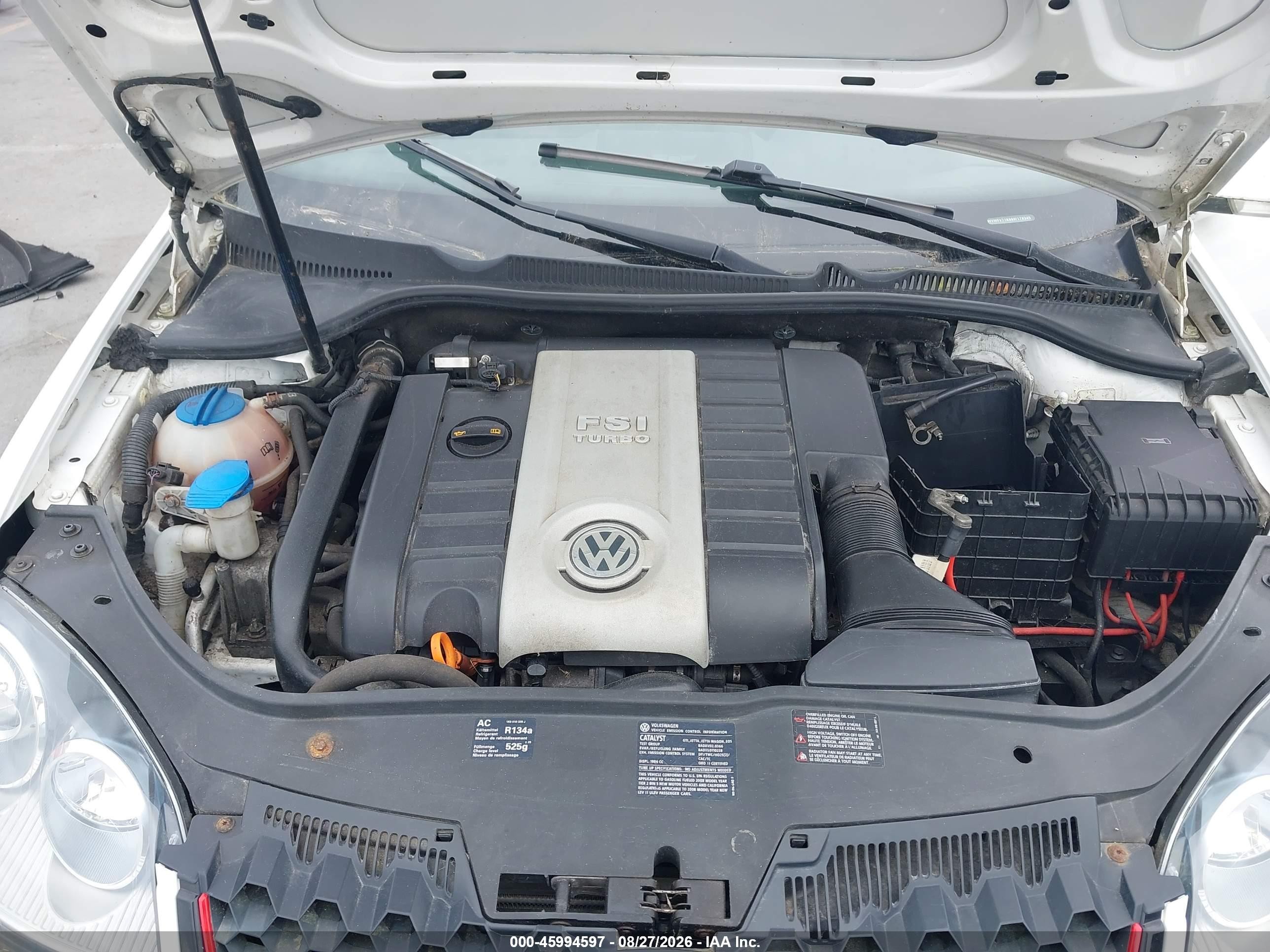 2008 Volkswagen Gti 2-door White vin: WVWFV71K98W179345