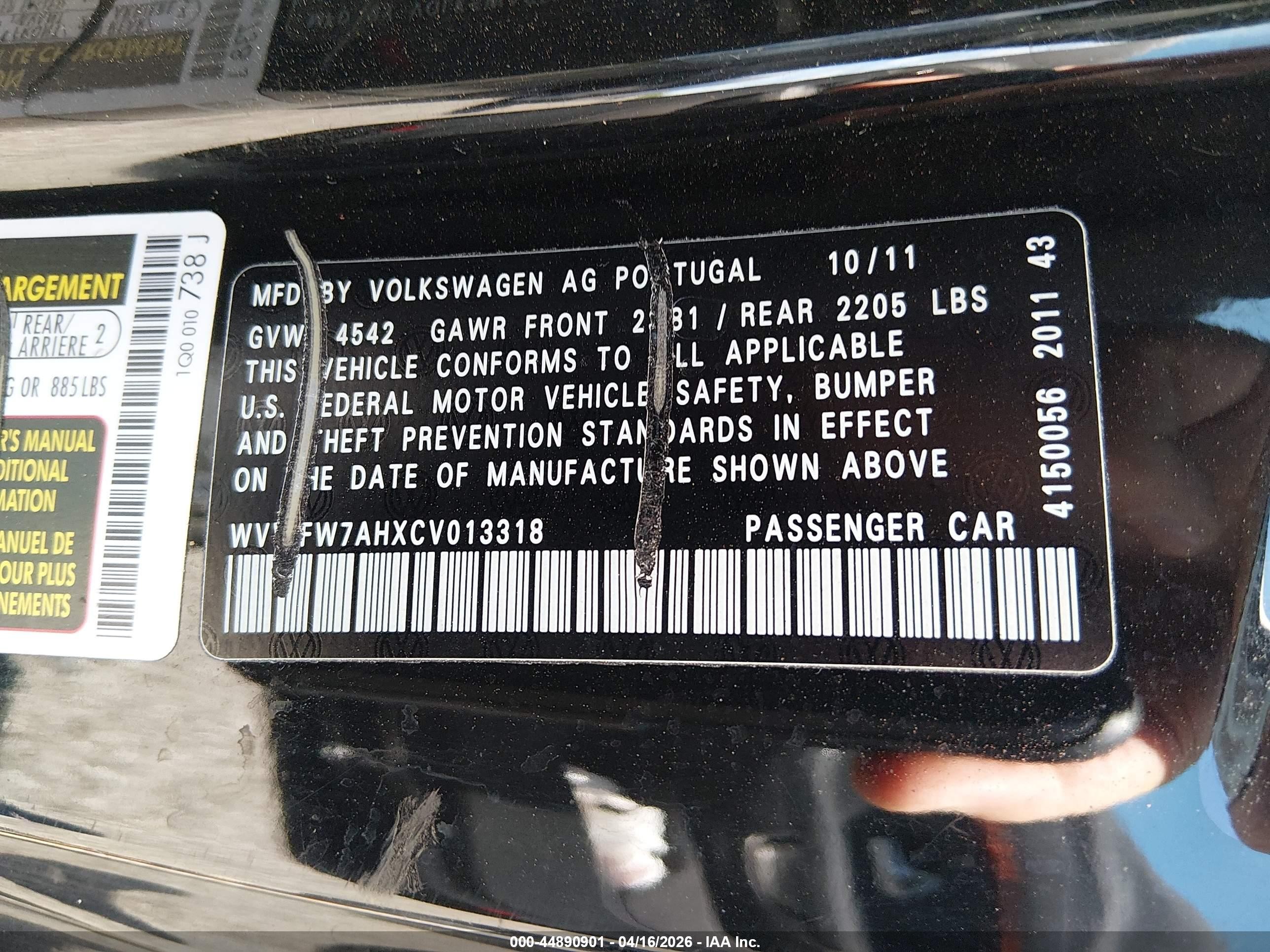 2012 Volkswagen Eos Executive/lux Black vin: WVWFW7AHXCV013318