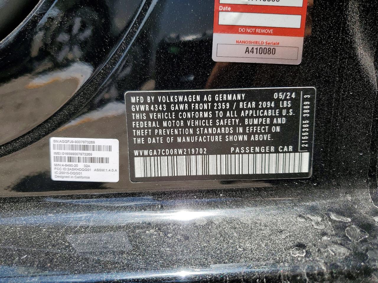 2024 Volkswagen Gti S Black vin: WVWGA7CD0RW219702