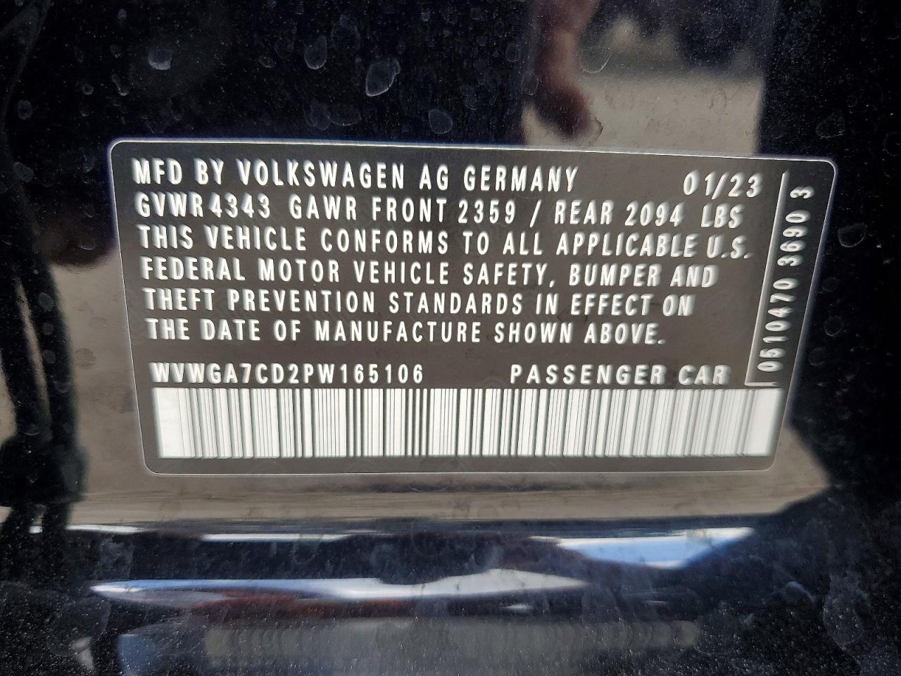2023 Volkswagen Gti S Black vin: WVWGA7CD2PW165106
