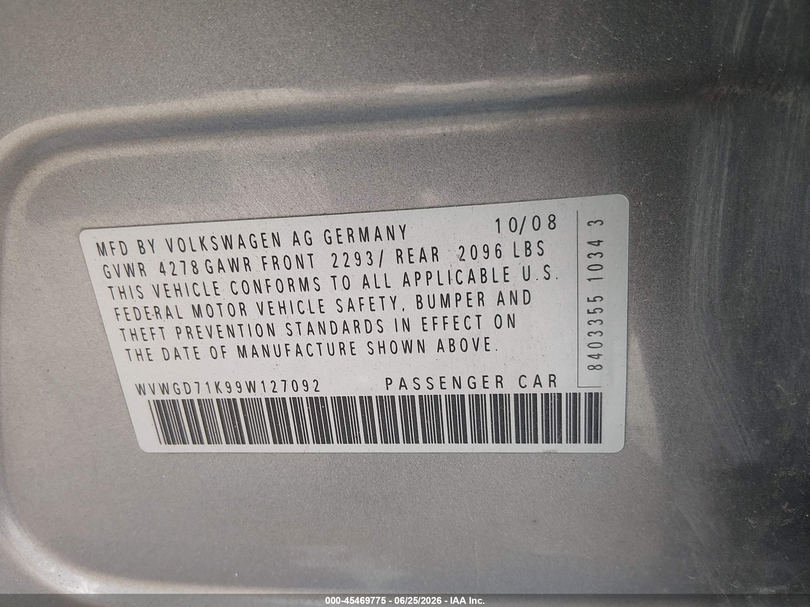 2009 Volkswagen Gti 4-door Gray vin: WVWGD71K99W127092