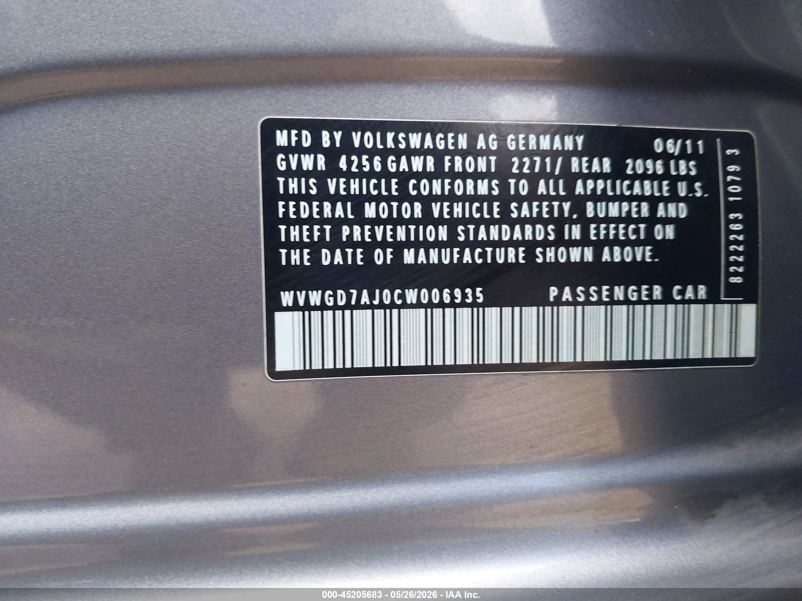 2012 Volkswagen Gti 4-door Gray vin: WVWGD7AJ0CW006935
