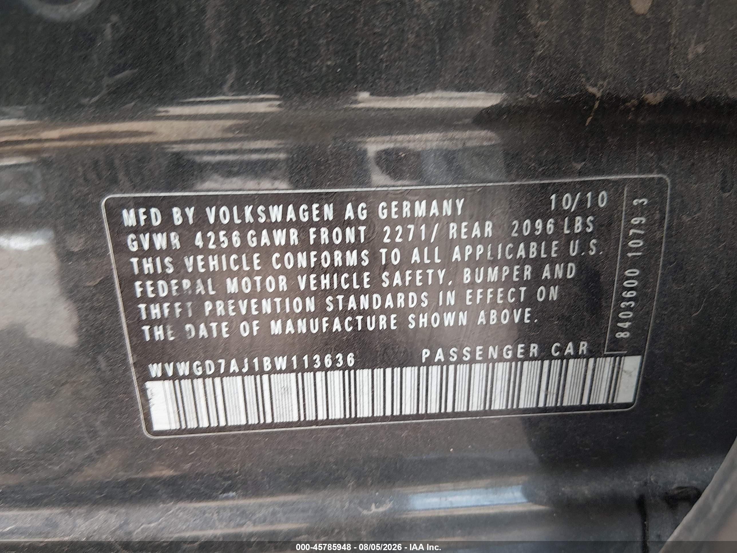 2011 Volkswagen Gti 4-door Black vin: WVWGD7AJ1BW113636