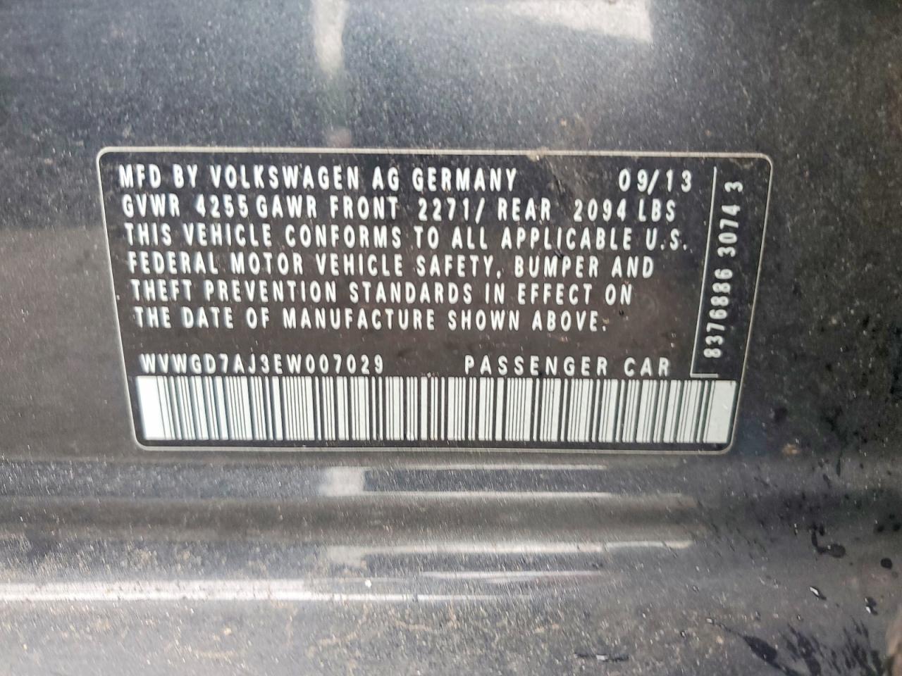 2014 Volkswagen Gti Gray vin: WVWGD7AJ3EW007029