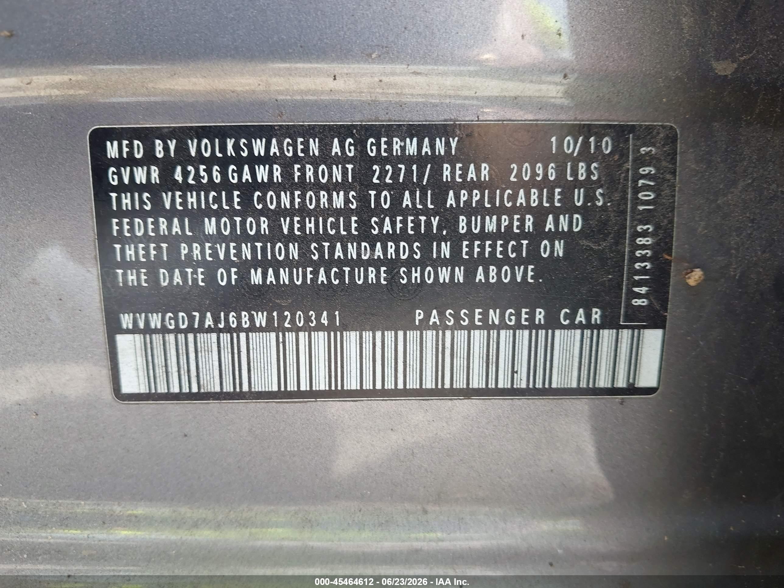 2011 Volkswagen Gti 4-door Gray vin: WVWGD7AJ6BW120341