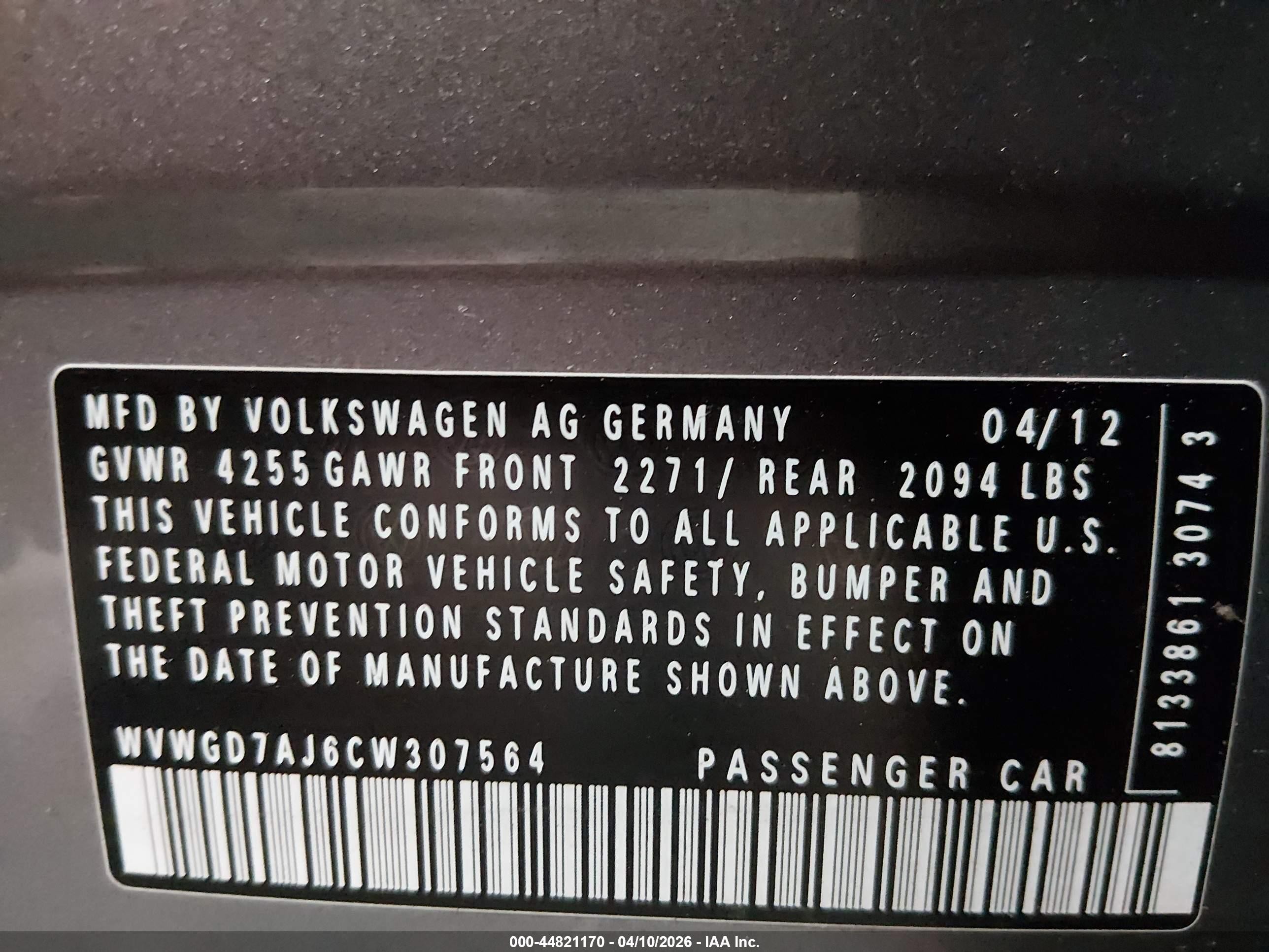 2012 Volkswagen Gti 4-door Gray vin: WVWGD7AJ6CW307564