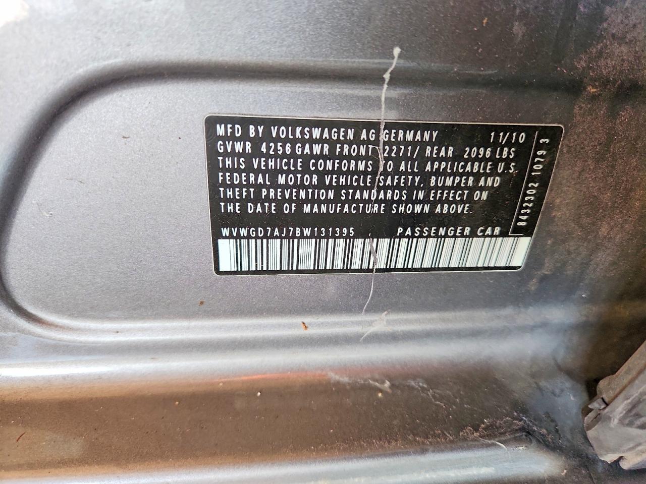 2011 Volkswagen Gti Gray vin: WVWGD7AJ7BW131395