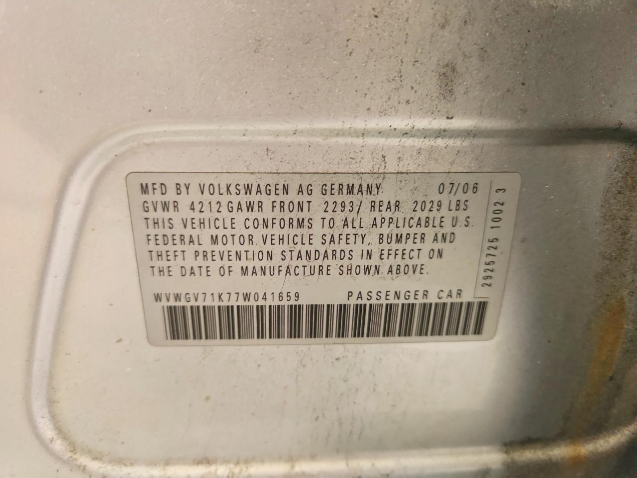 2007 Volkswagen New Gti Silver vin: WVWGV71K77W041659