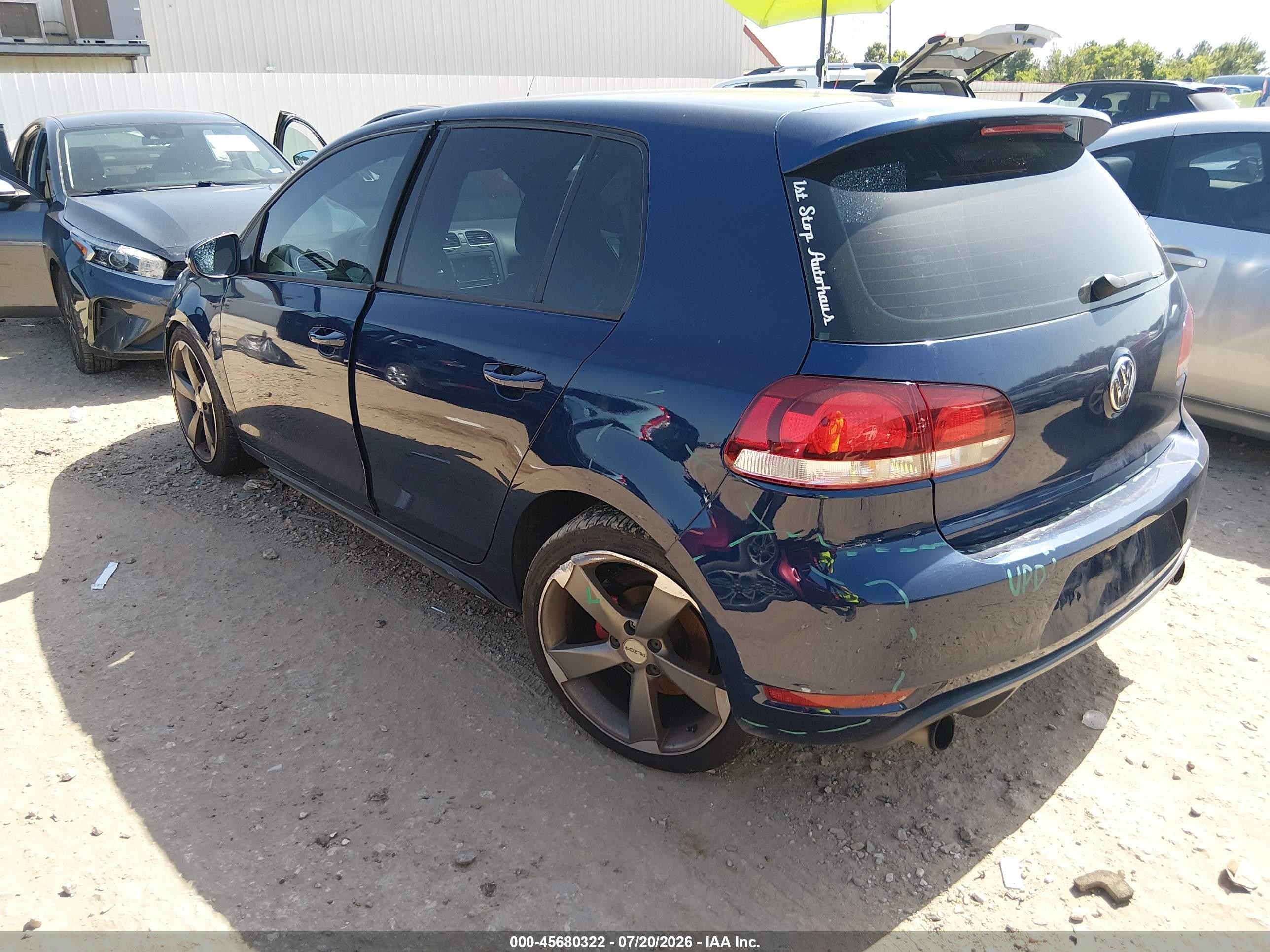 2012 Volkswagen Gti 4-door Синий vin: WVWGV7AJ9CW219363