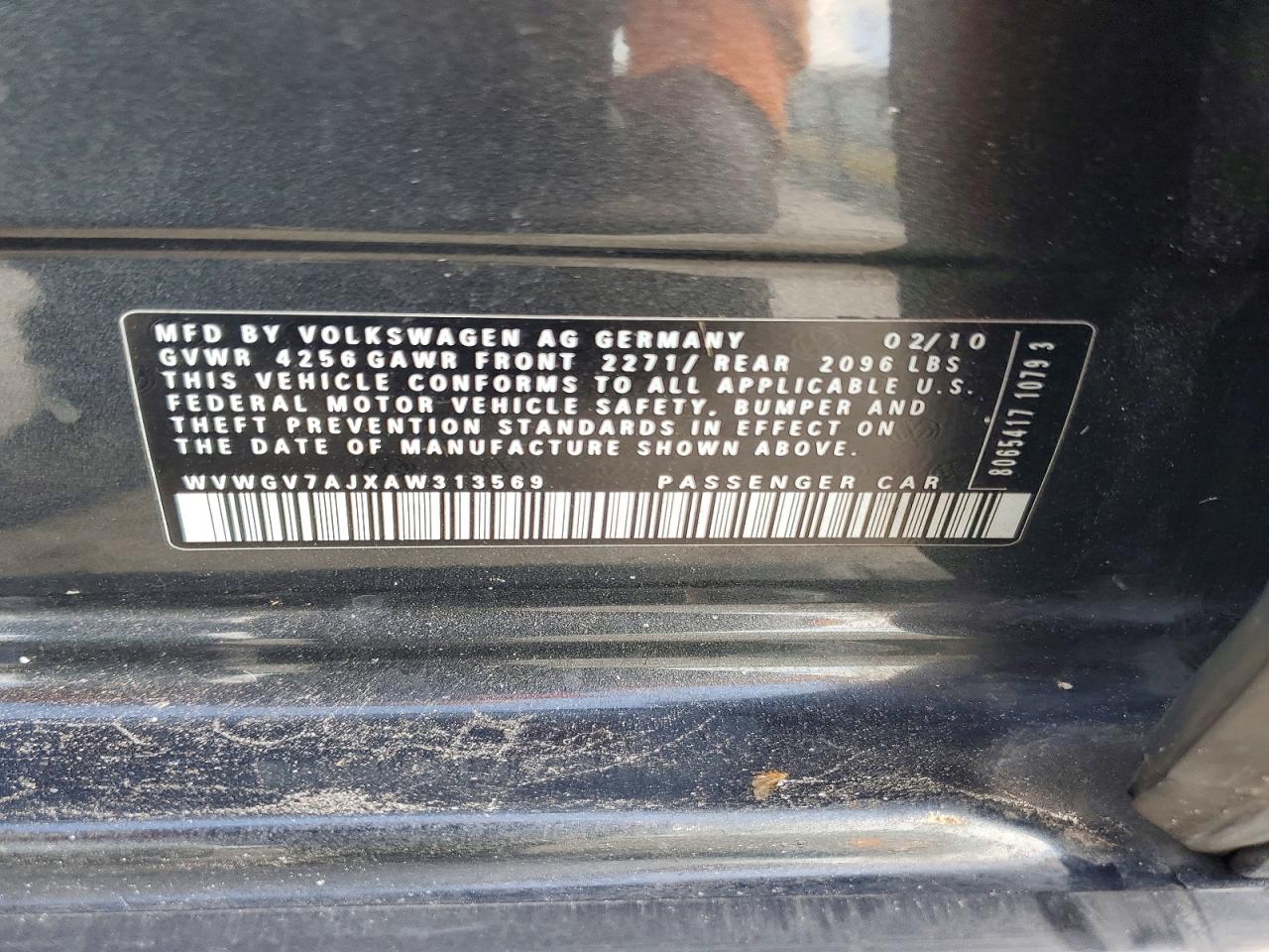 2010 Volkswagen Gti Black vin: WVWGV7AJXAW313569