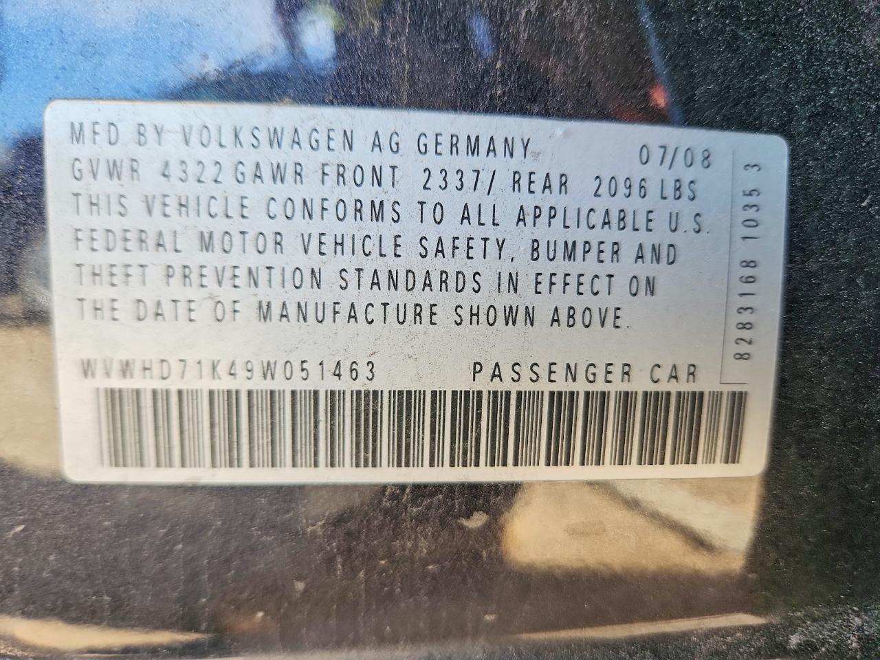 2009 Volkswagen Gti Black vin: WVWHD71K49W051463