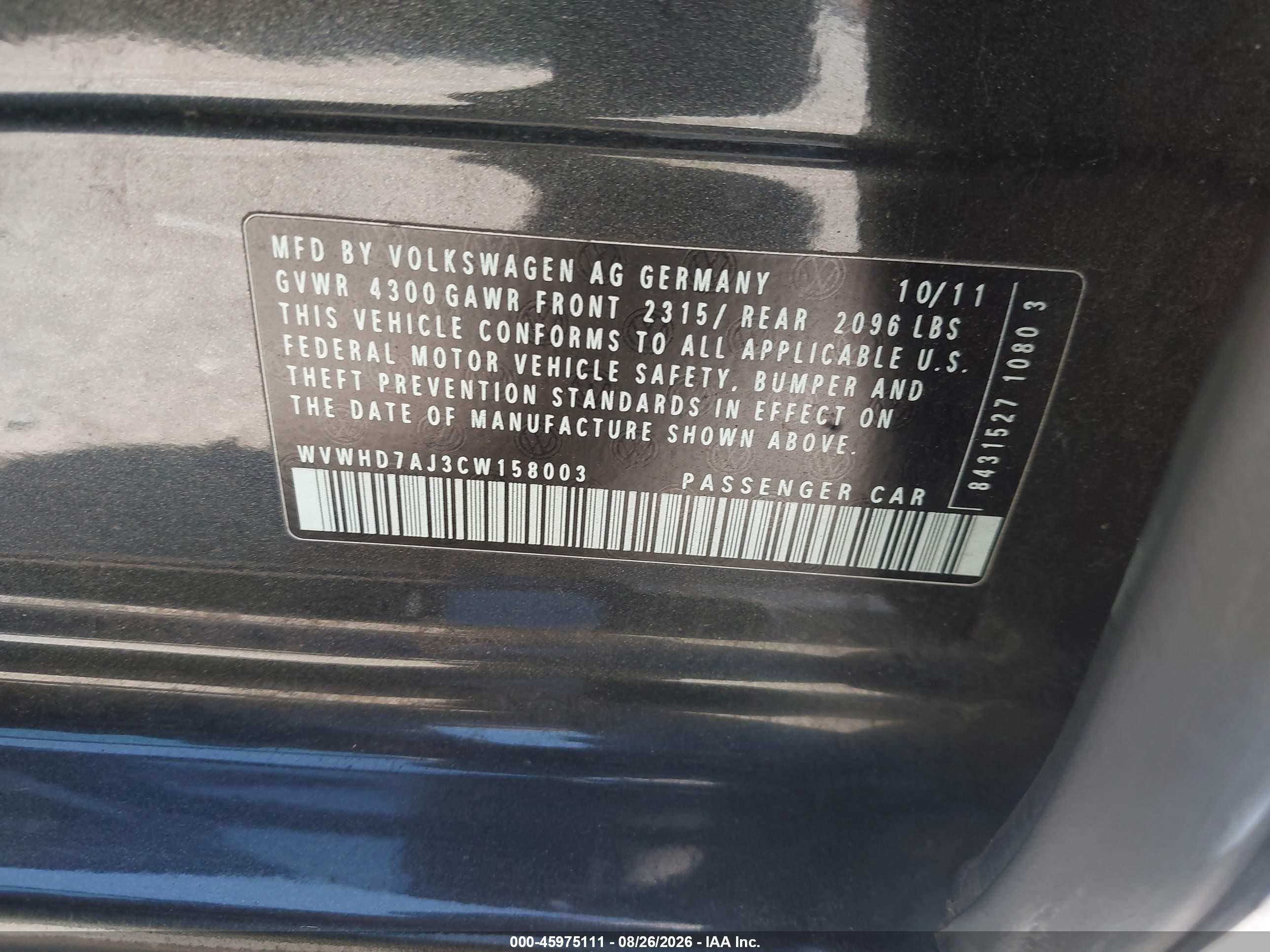 2012 Volkswagen Gti 4-door Gray vin: WVWHD7AJ3CW158003