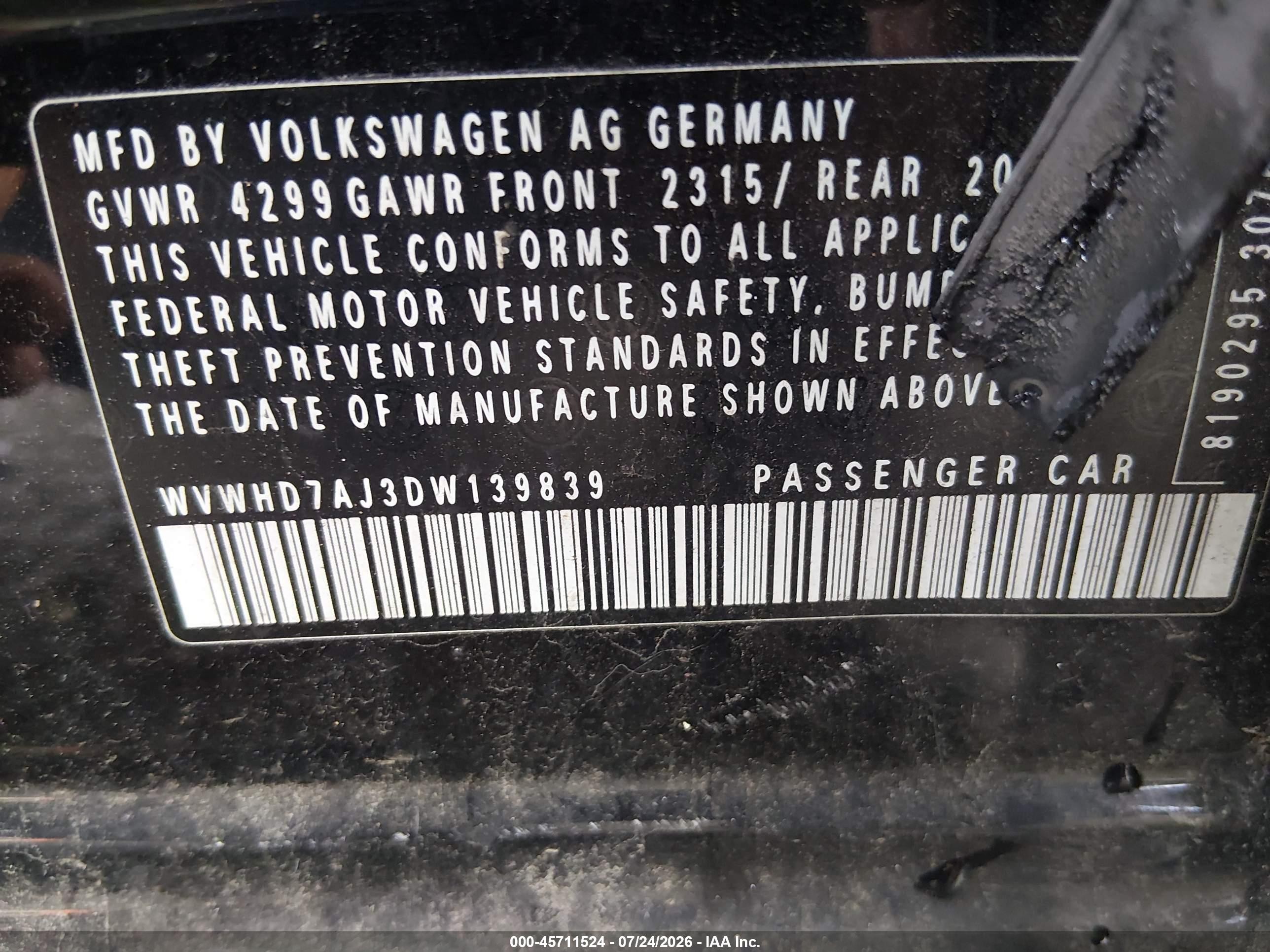 2013 Volkswagen Gti Wolfsburg Edition Black vin: WVWHD7AJ3DW139839